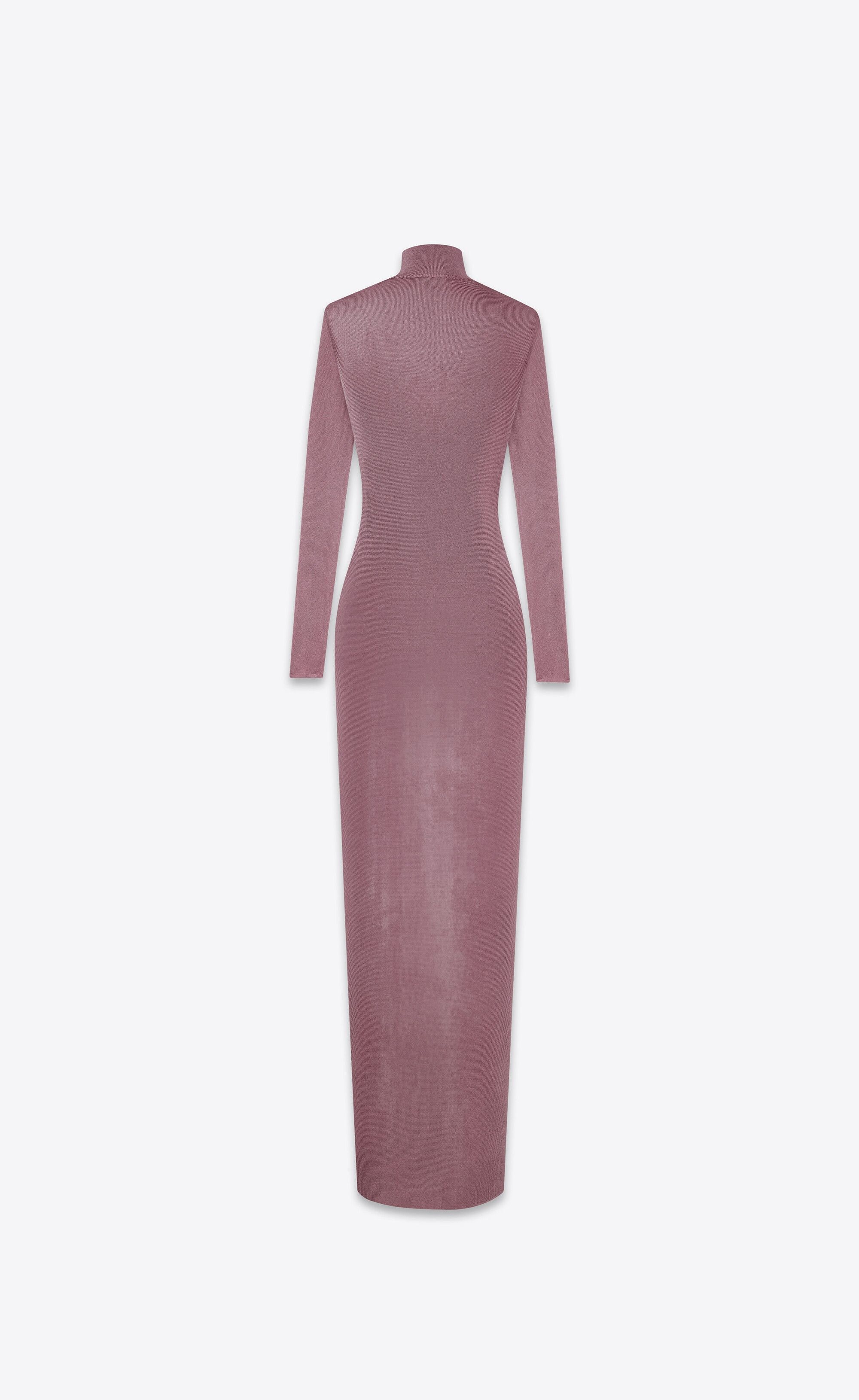 Saint Laurent Paris SEMI-SHEER DRESS WITH THIN RIBBED KNIT AND HIGH NECK Size XL / US 12-14 / IT 48-50 - 2 Thumbnail