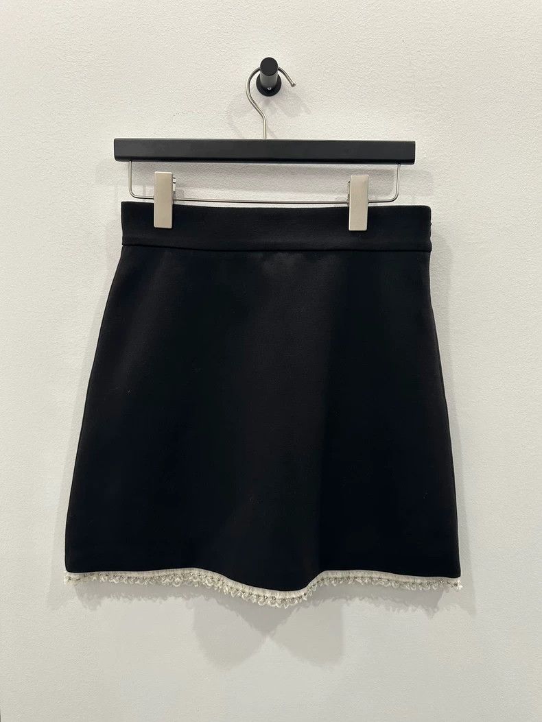 Miu Miu Miumiu Rhinestone Women's Wool Black Mini Skirt Size US 33 - 2 Thumbnail