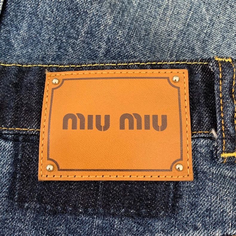 Miu Miu MiuMiu blue pocket crystal embellished cotton leisure denim half-skirt Size US 33 - 5 Thumbnail