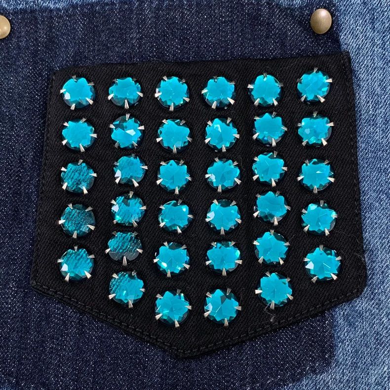 Miu Miu MiuMiu blue pocket crystal embellished cotton leisure denim half-skirt Size US 33 - 6 Thumbnail