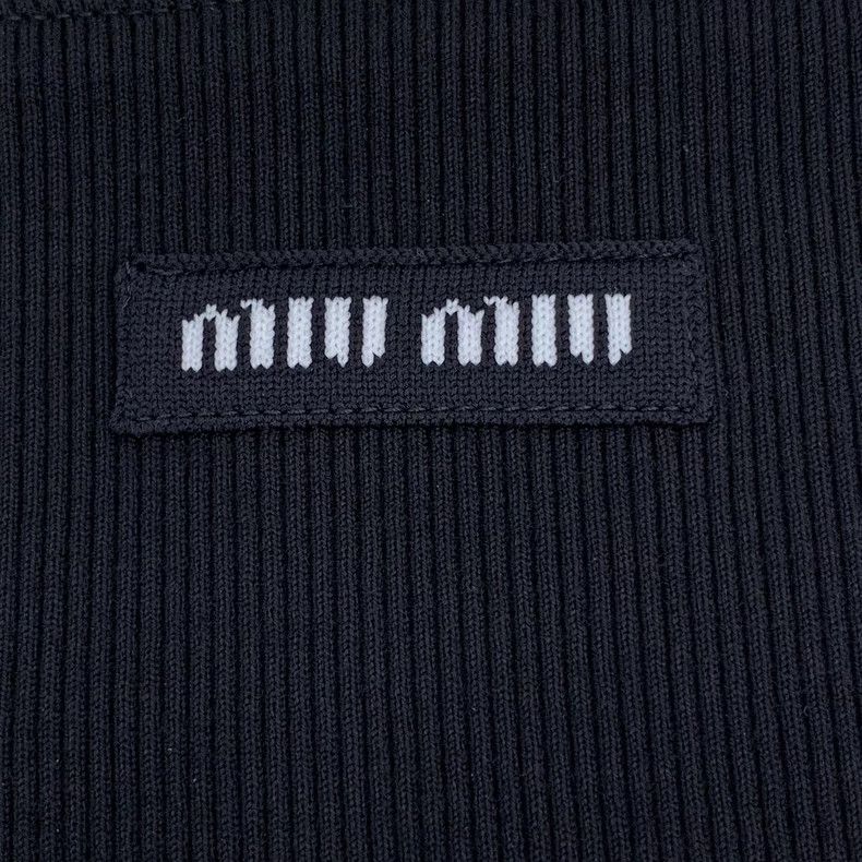 Miu Miu MiuMiu Miu Miu 2023 Black Logo Embroidered Cotton Knit Skirt Size US 31 - 5 Thumbnail