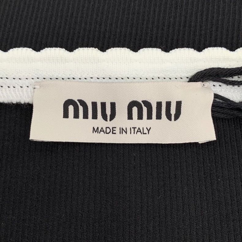 Miu Miu MiuMiu Miu Miu 2023 Black Logo Embroidered Cotton Knit Skirt Size US 31 - 6 Thumbnail