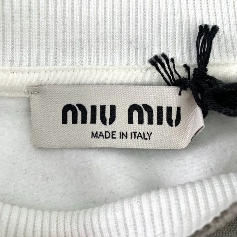 Miu Miu MiuMiu 23' Grey Logo Letter Print Cotton Crewneck Short-sleeve T-shirt Size US M / EU 48-50 / 2 - 6 Thumbnail