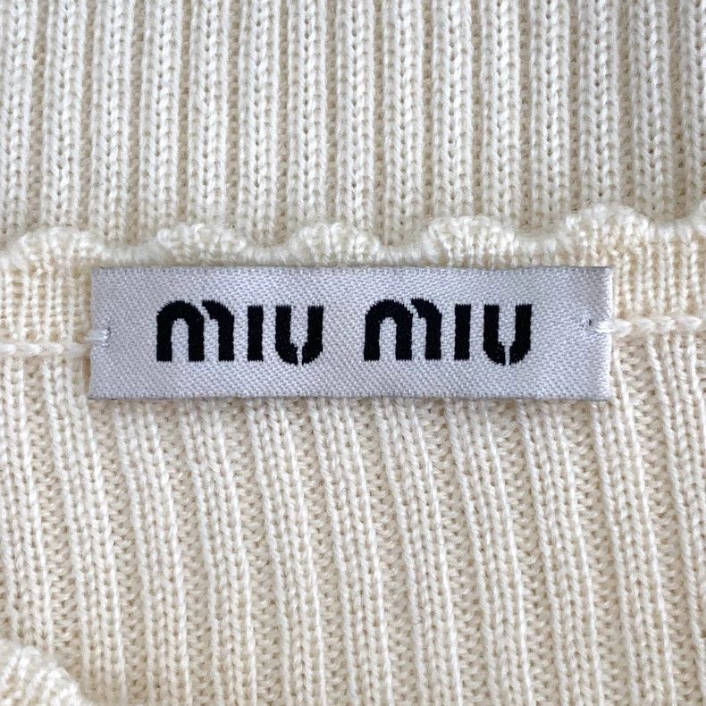 Miu Miu MiuMiu Ivory Cutout Floral Wool Knit Cardigan Jacket Size US M / EU 48-50 / 2 - 5 Thumbnail