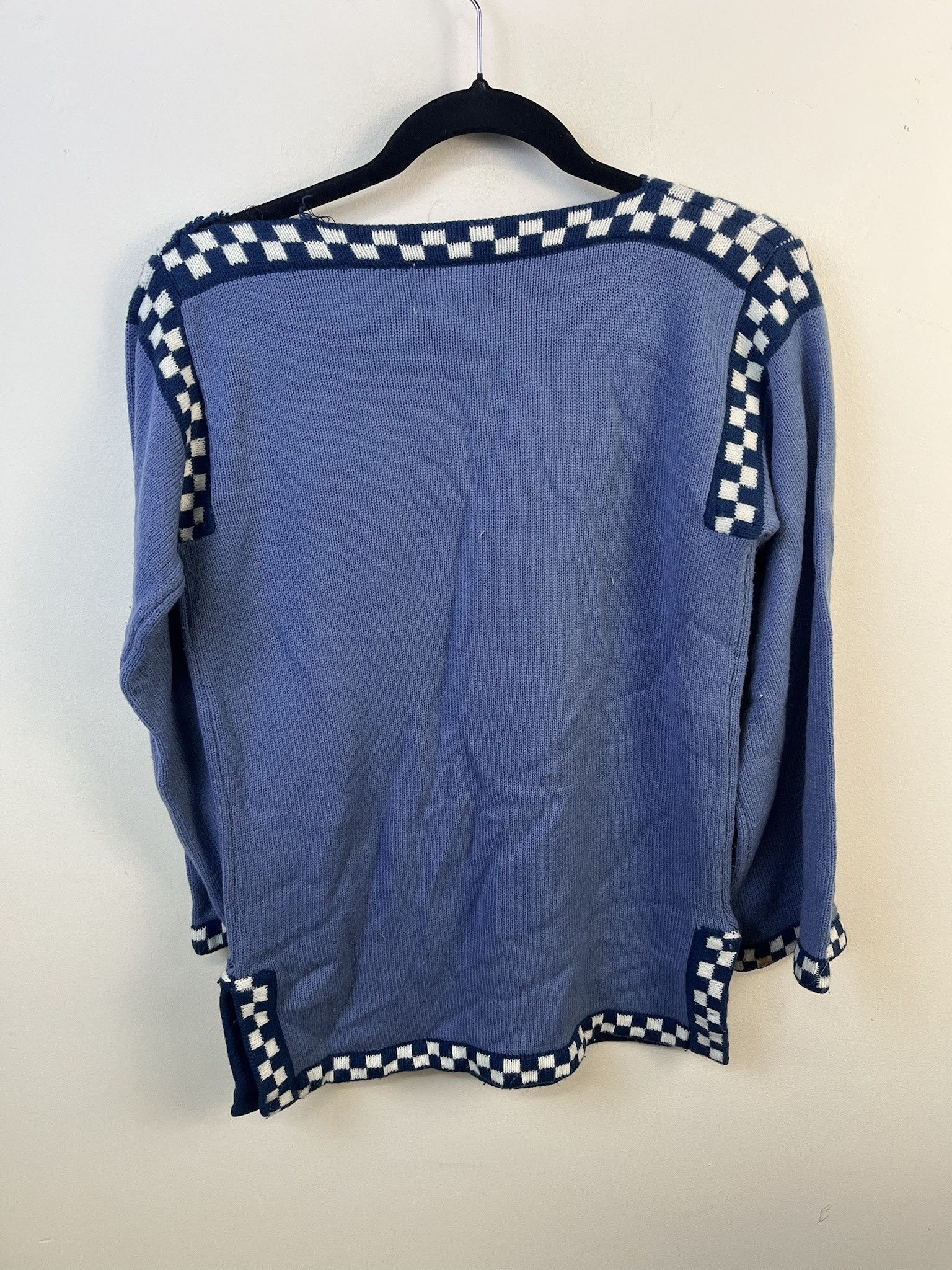 Other Vintage Knit Sweater 1980s Thick Knit Donn Kenny Blue Stripe Checker Knit Sweater Size M Size US M / EU 48-50 / 2 - 4 Thumbnail