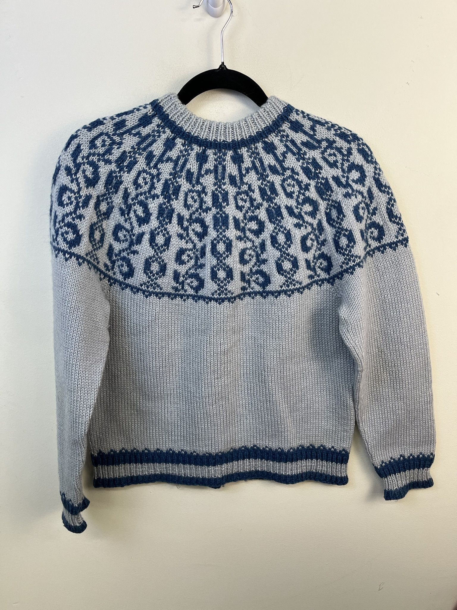 Other Vintage Knit Sweater 1990s Thick Knit Blue Ring Neck Knit Cardigan Size S Size US S / EU 44-46 / 1 - 2 Thumbnail