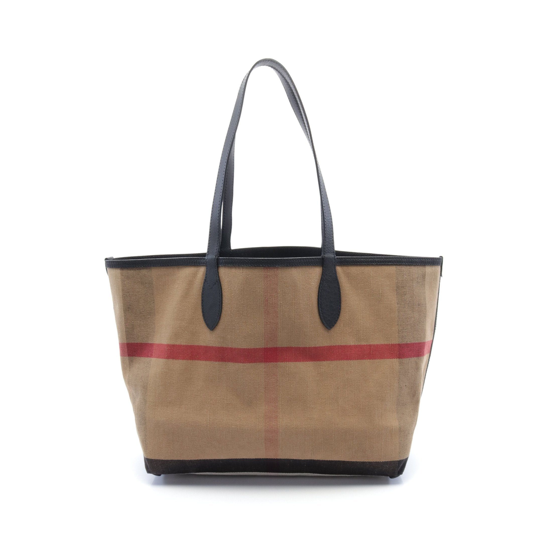 Burberry Burberry Large Doodle Shoulder Bag Tote Check Canvas Leather Black Beige Multicolor Reversible Size ONE SIZE - 5 Thumbnail