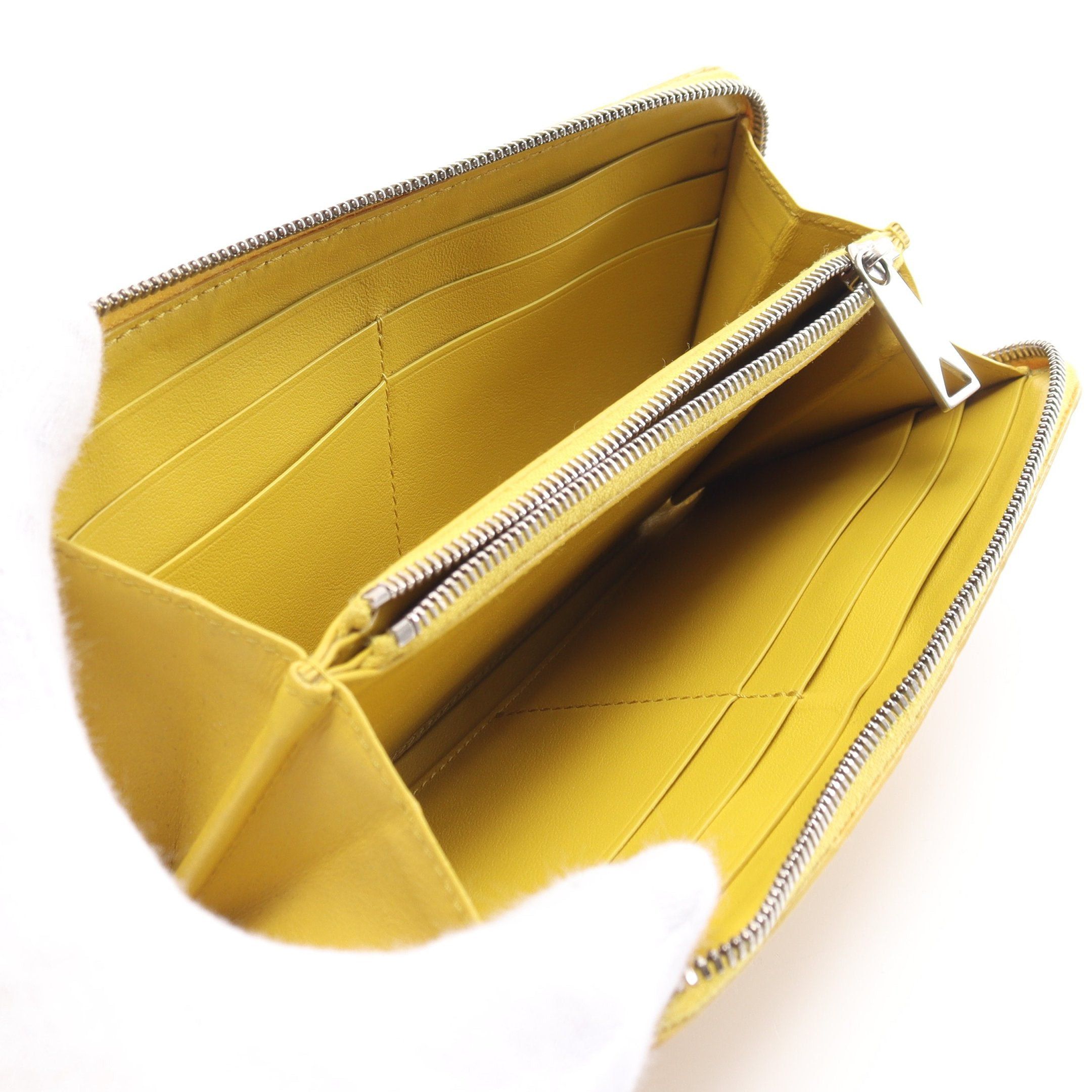 Bottega Veneta Bottega Veneta Round Zipper Long Wallet Leather Yellow Size ONE SIZE - 3 Thumbnail