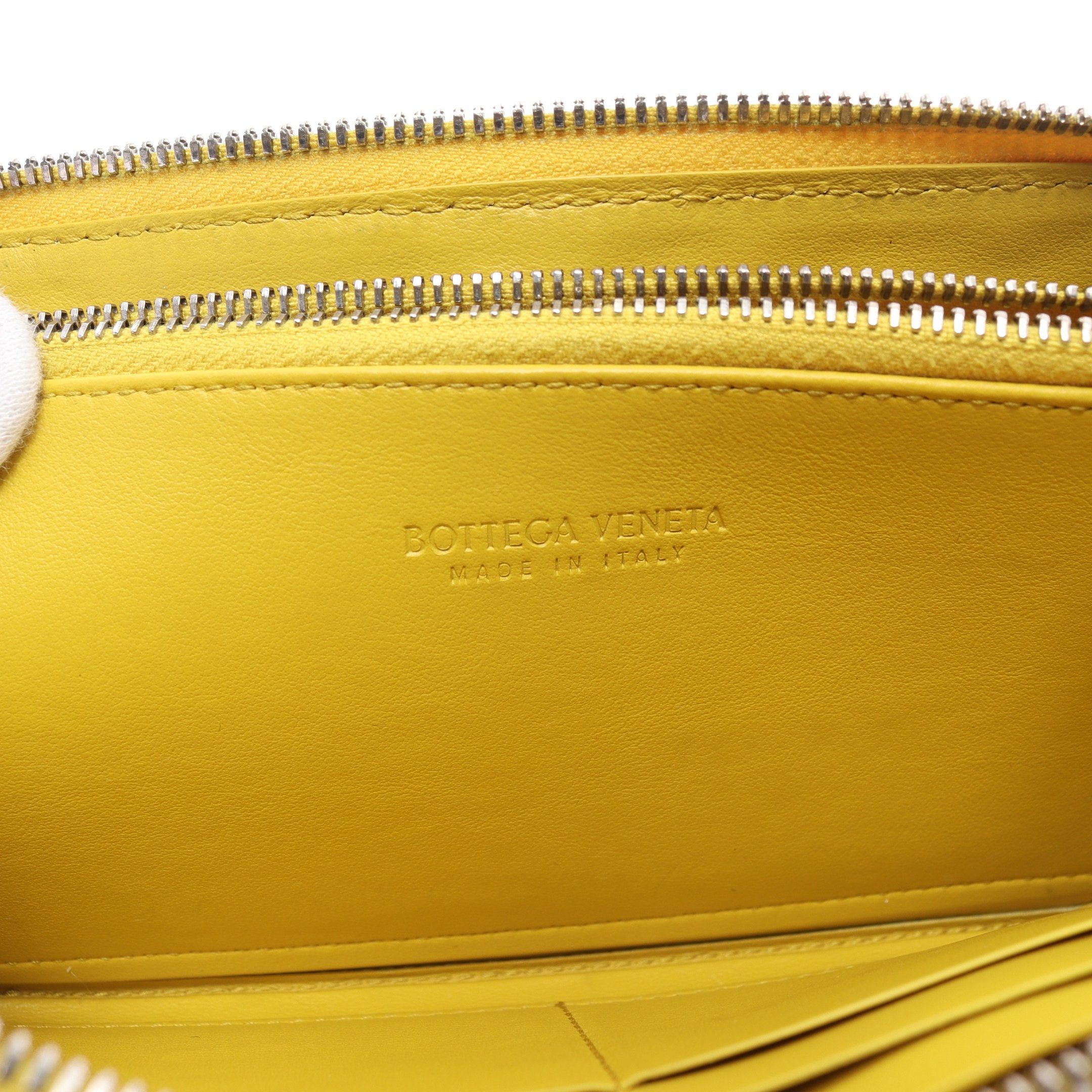 Bottega Veneta Bottega Veneta Round Zipper Long Wallet Leather Yellow Size ONE SIZE - 4 Thumbnail