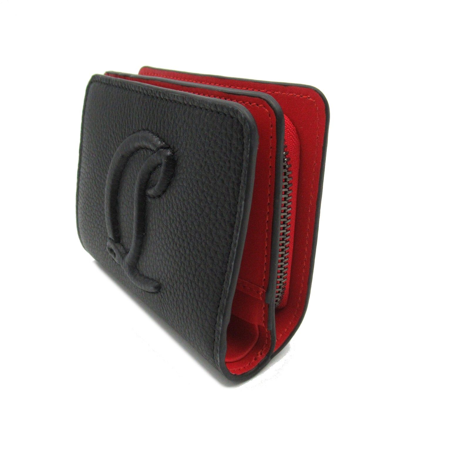 Christian Louboutin Christian Louboutin Bi My Side Bi-Fold Wallet Leather Black Red Size ONE SIZE - 3 Thumbnail