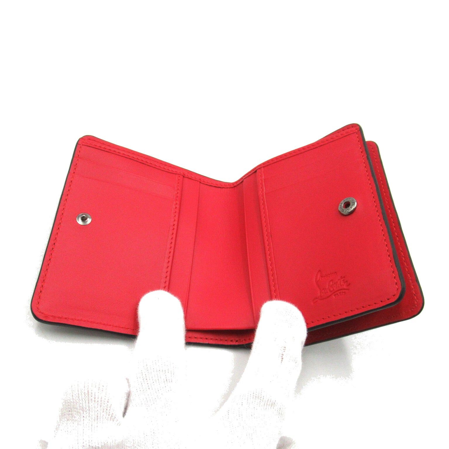 Christian Louboutin Christian Louboutin Bi My Side Bi-Fold Wallet Leather Black Red Size ONE SIZE - 5 Thumbnail