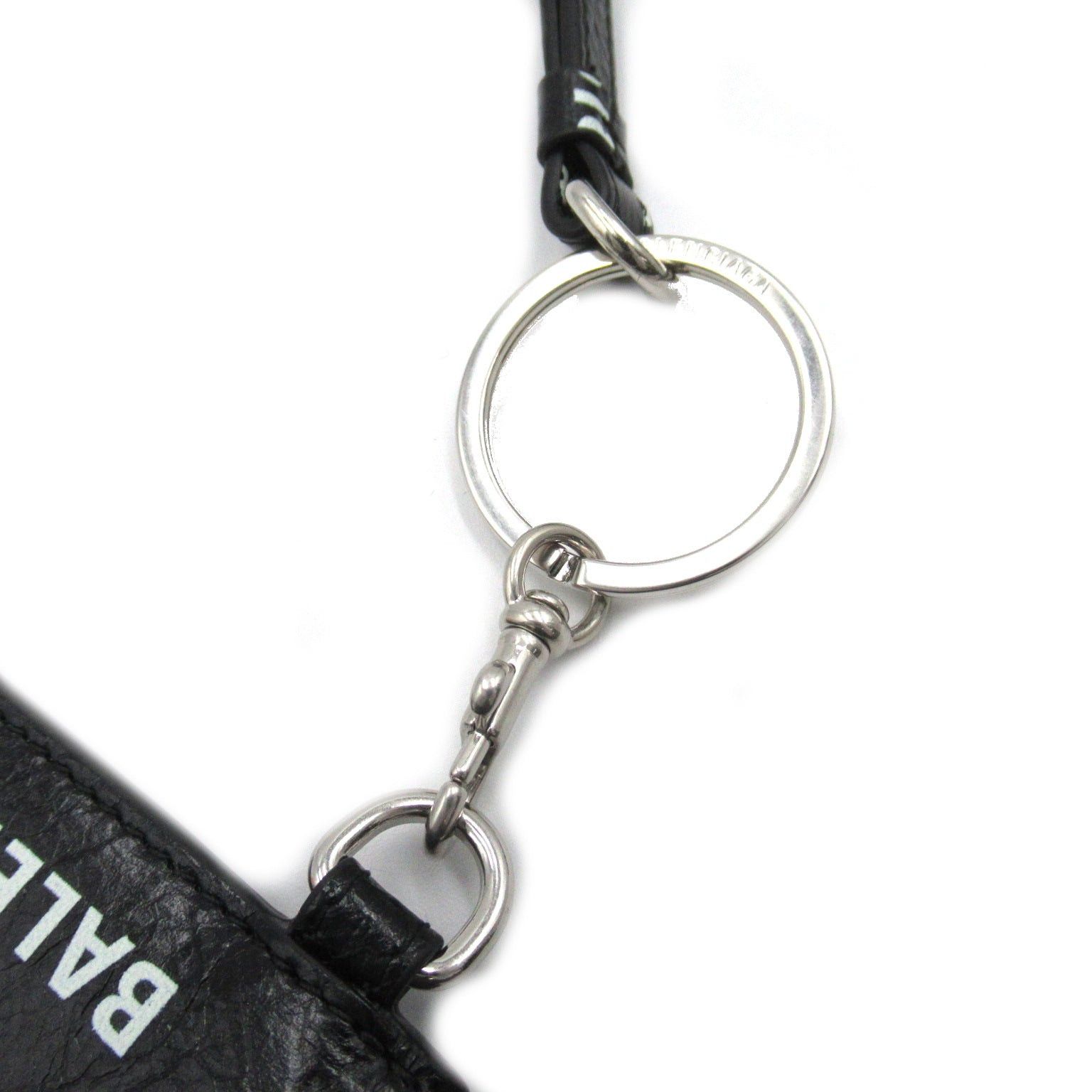 Balenciaga Balenciaga With Strap Key Ring Card Case Leather Black White Size ONE SIZE - 9 Thumbnail