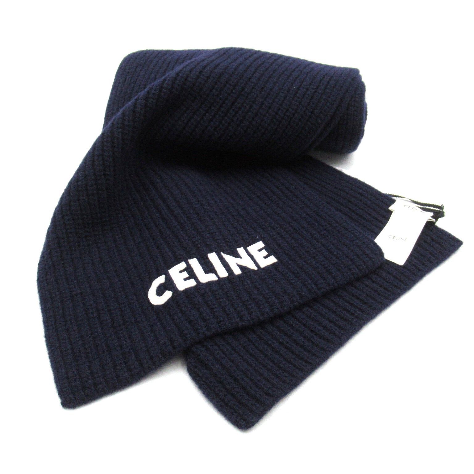Celine Celine Scarf Wool Navy Size ONE SIZE - 2 Thumbnail