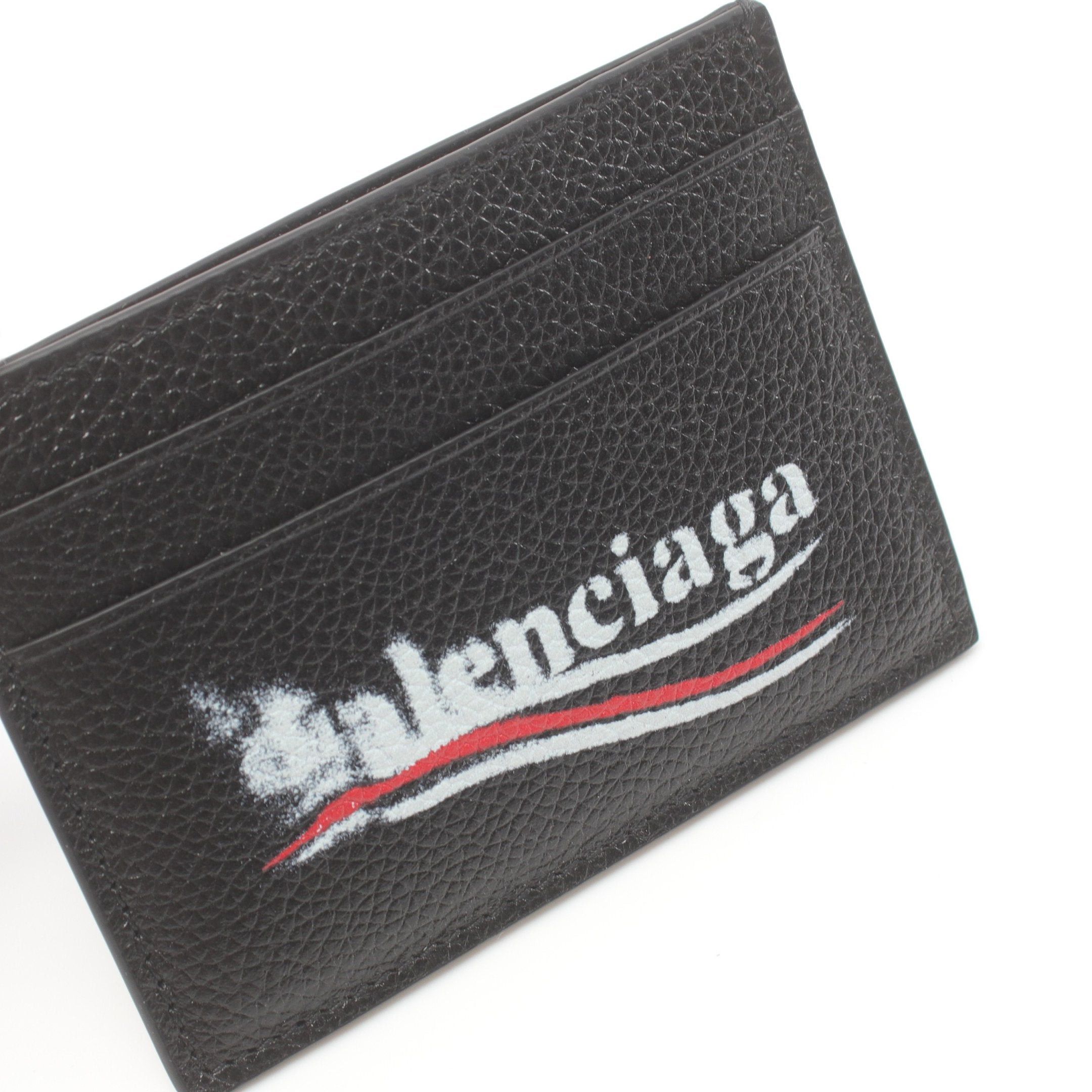 Balenciaga Balenciaga Card Case Logo Print Leather Black Size ONE SIZE - 5 Thumbnail