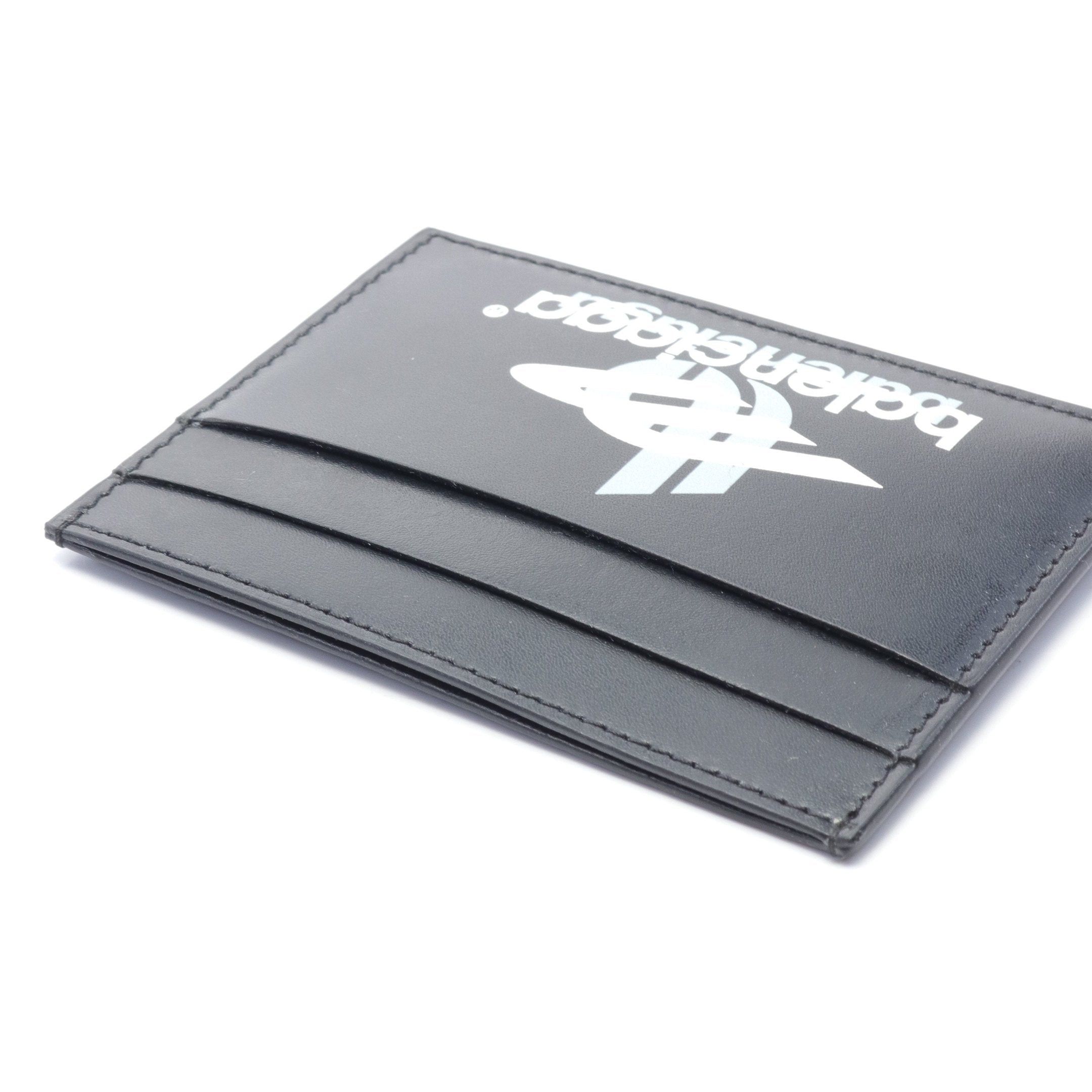 Balenciaga Balenciaga Cash Card Case Logo Print Leather Black Size ONE SIZE - 3 Thumbnail