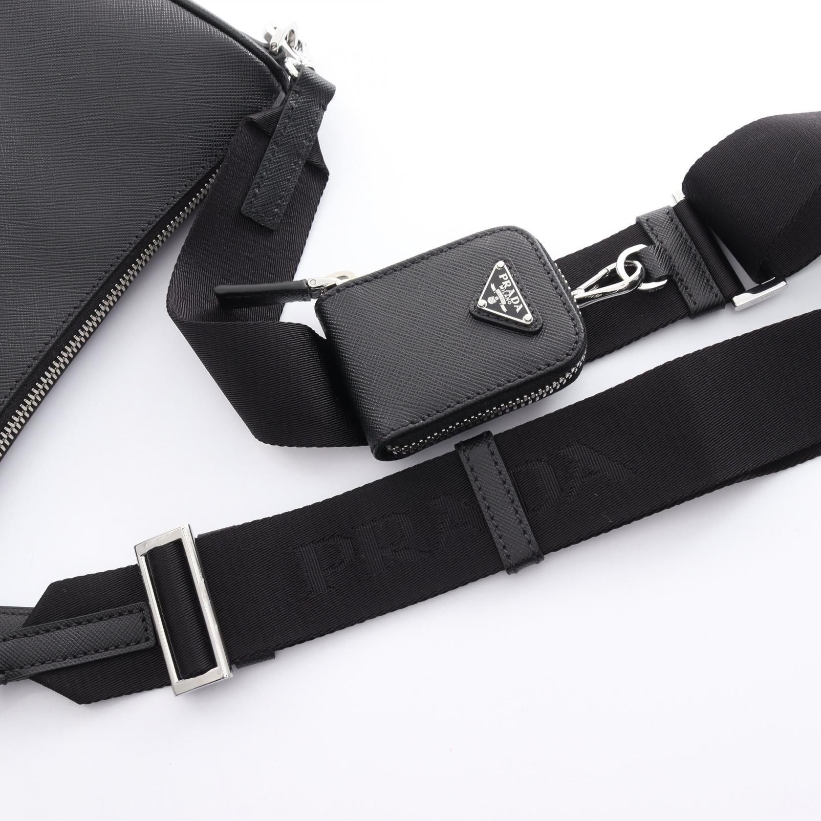 Prada Prada Saffiano Travel Shoulder Bag Leather Black Size ONE SIZE - 5 Thumbnail
