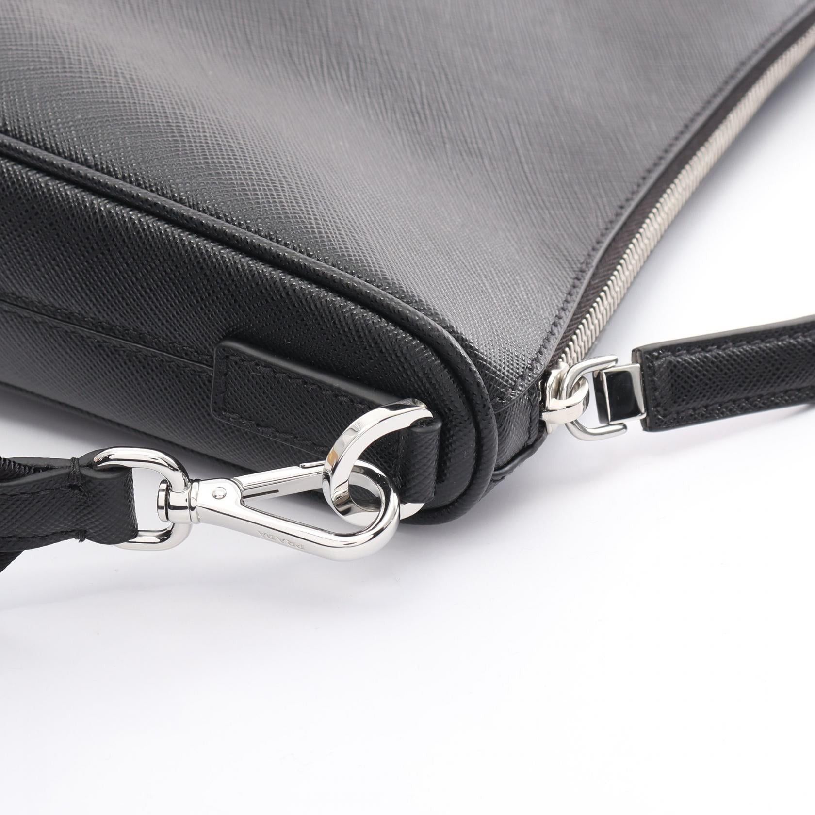 Prada Prada Saffiano Travel Shoulder Bag Leather Black Size ONE SIZE - 6 Thumbnail