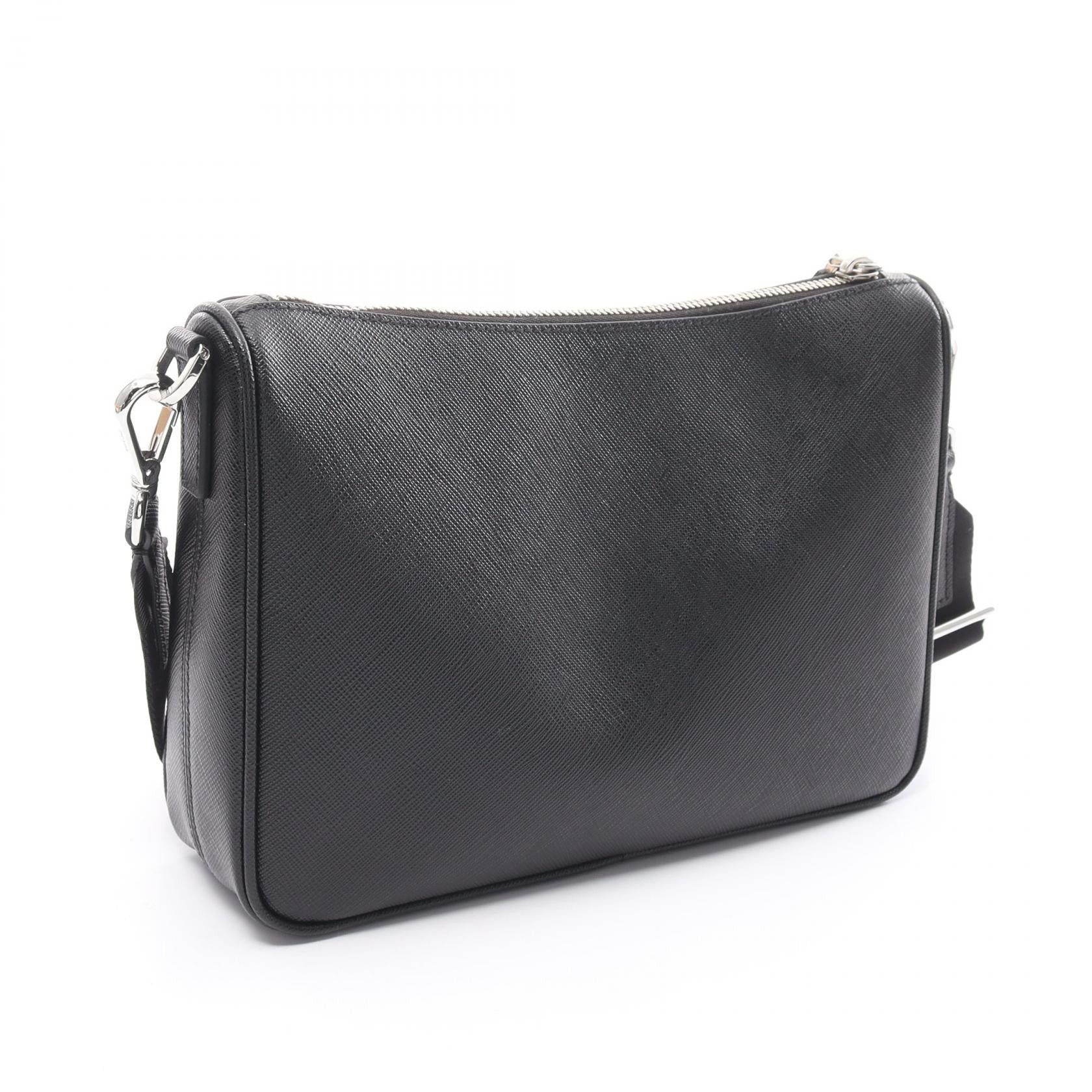 Prada Prada Saffiano Travel Shoulder Bag Leather Black Size ONE SIZE - 2 Thumbnail