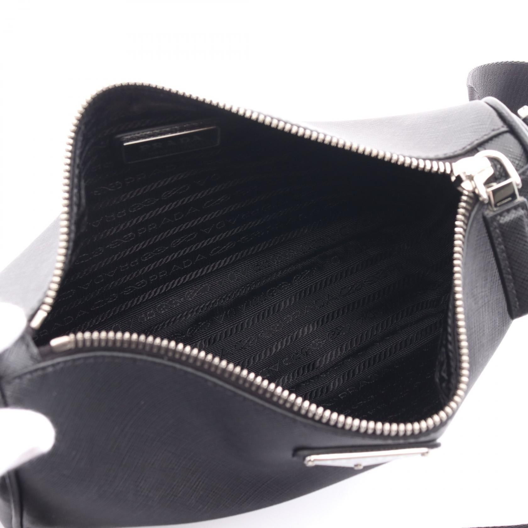 Prada Prada Saffiano Travel Shoulder Bag Leather Black Size ONE SIZE - 3 Thumbnail