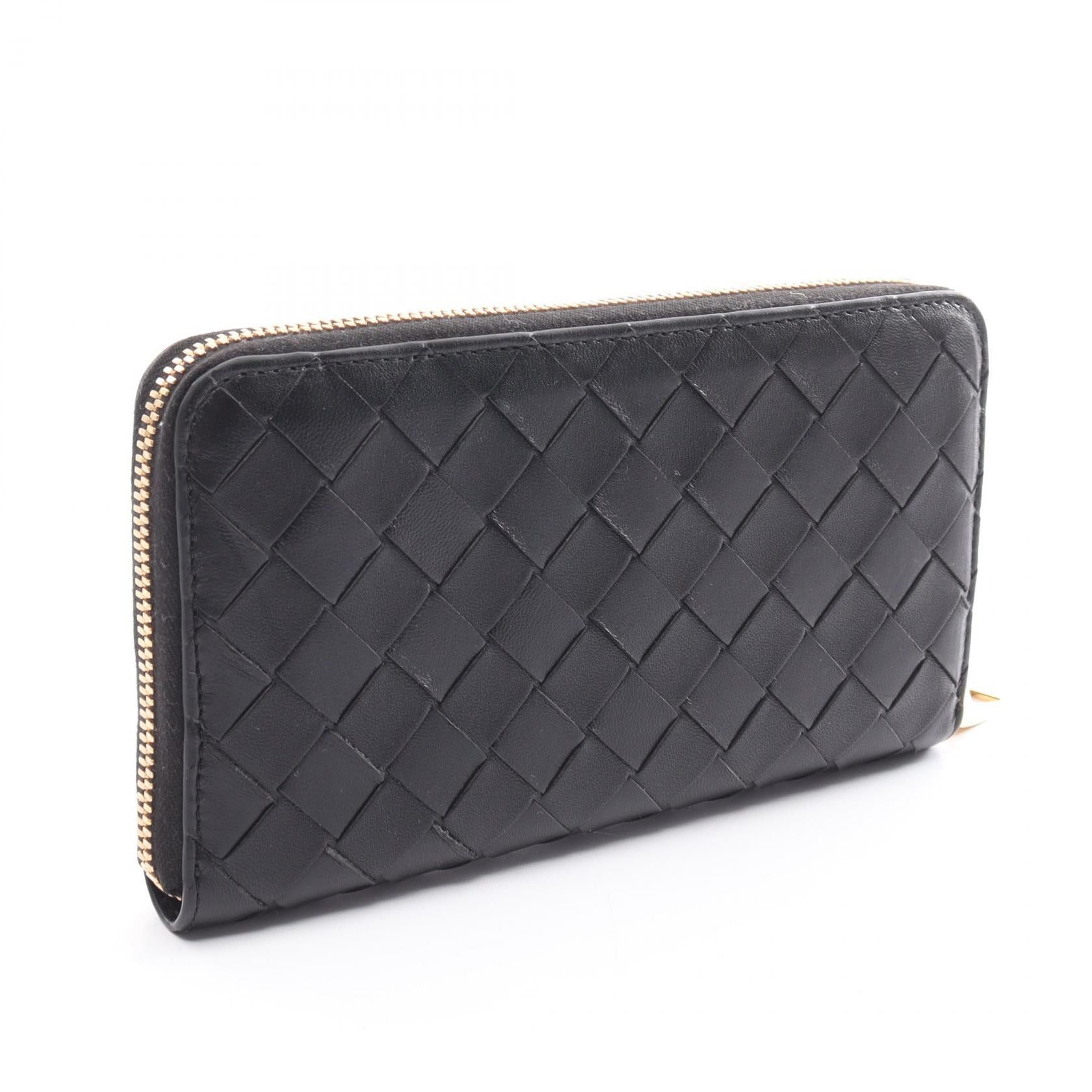 Bottega Veneta Bottega Veneta Intrecciato Round Zipper Long Wallet Leather Black Size ONE SIZE - 2 Thumbnail
