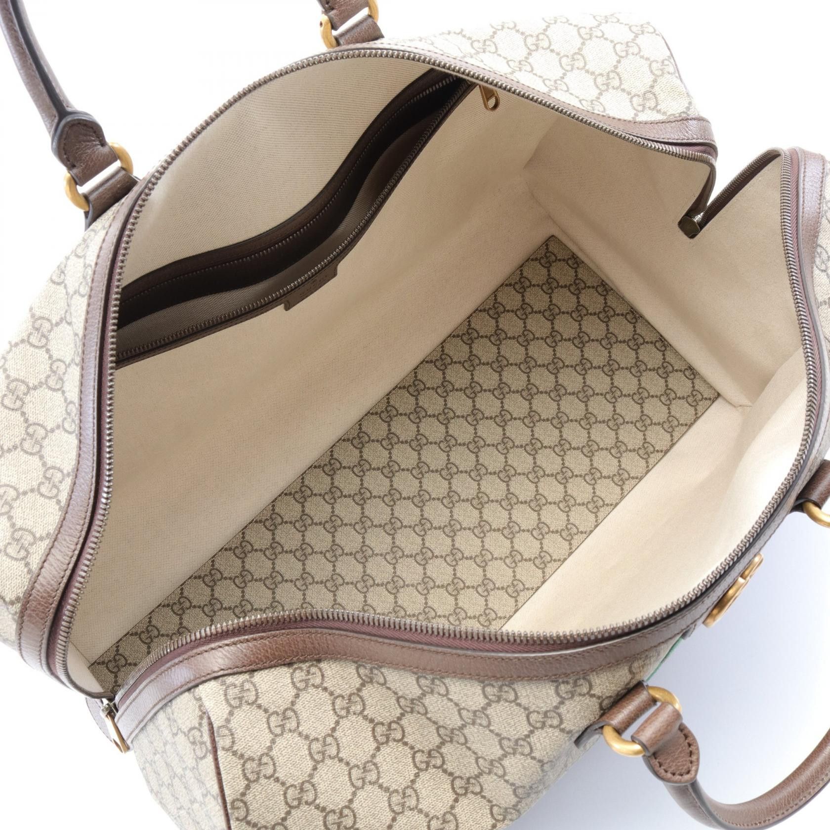 Gucci Gucci Gg Supreme Sherry Line Boston Bag Coated Canvas Leather Beige Brown Multicolor Size ONE SIZE - 3 Thumbnail