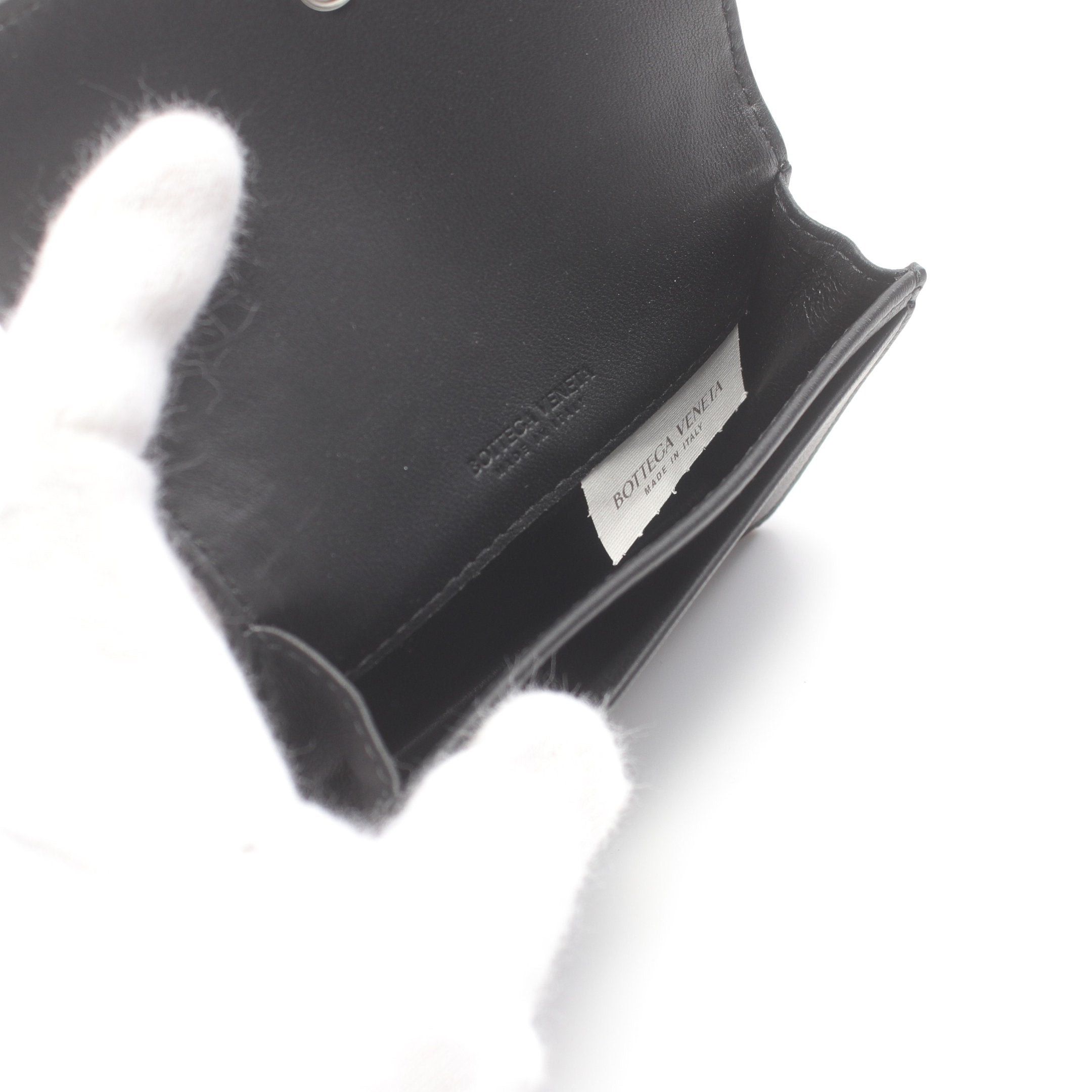 Bottega Veneta Bottega Veneta Intrecciato Card Case Name Holder Leather Black Size ONE SIZE - 3 Thumbnail