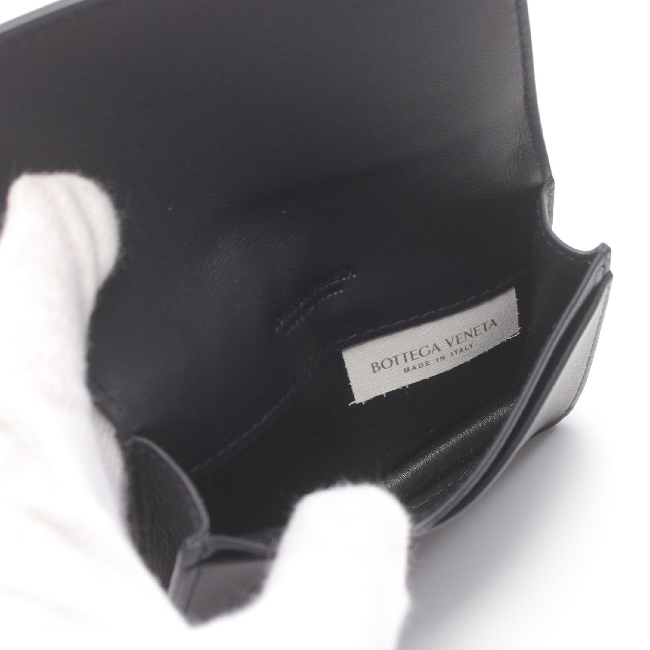 Bottega Veneta Bottega Veneta Intrecciato Card Case Name Holder Leather Black Size ONE SIZE - 3 Thumbnail