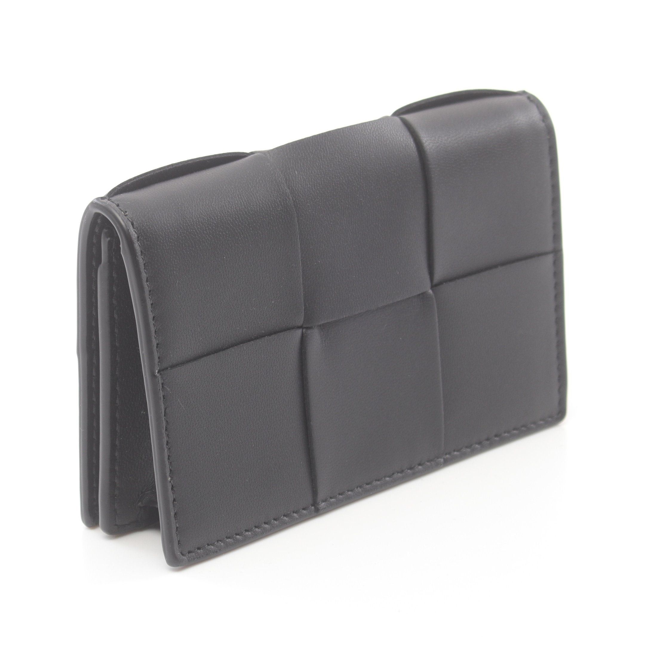 Bottega Veneta Bottega Veneta Maxi Intrecciato Card Case Name Holder Leather Black Size ONE SIZE - 2 Thumbnail