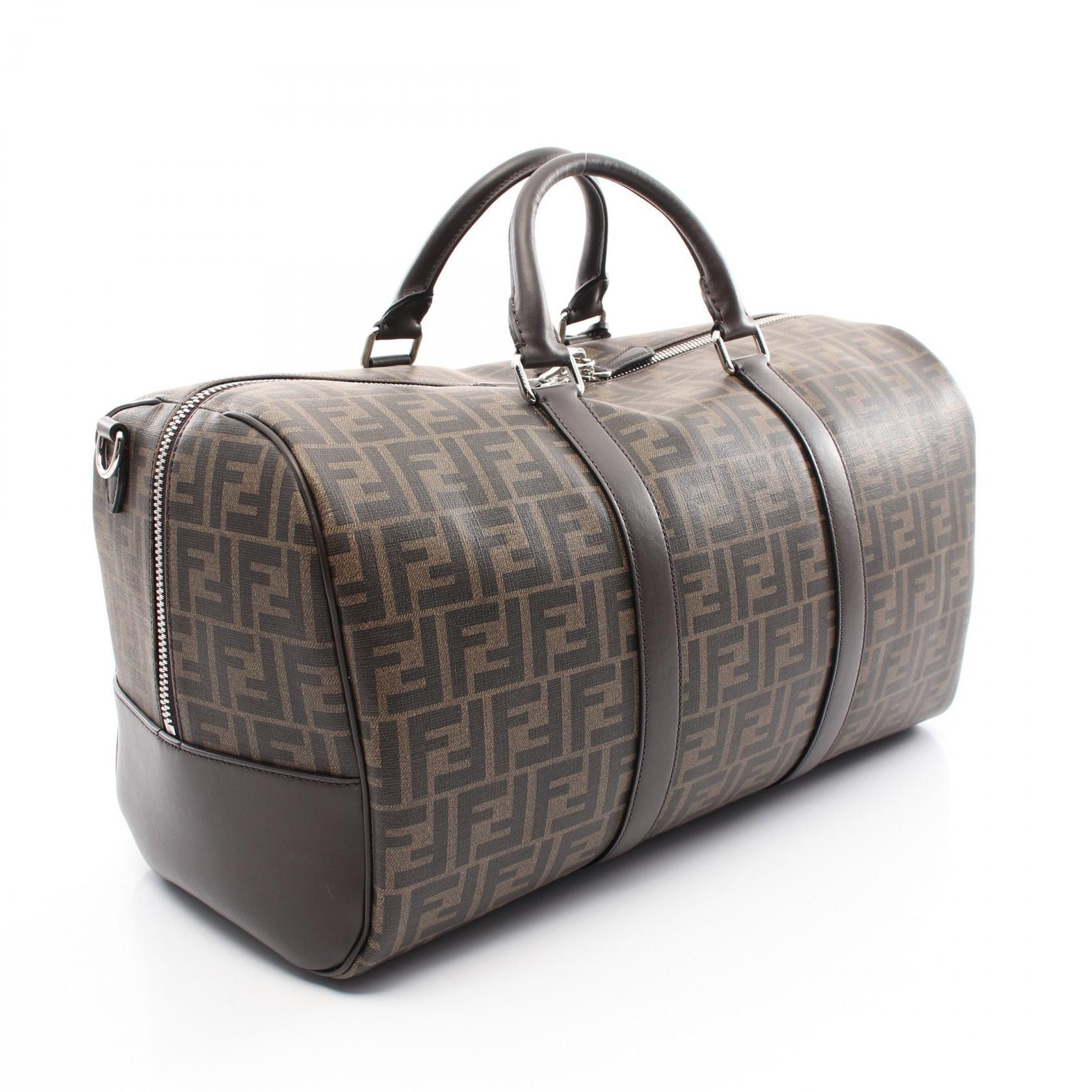 Fendi Fendi Zucca Boston Bag Coated Canvas Leather Brown Black Size ONE SIZE - 2 Thumbnail