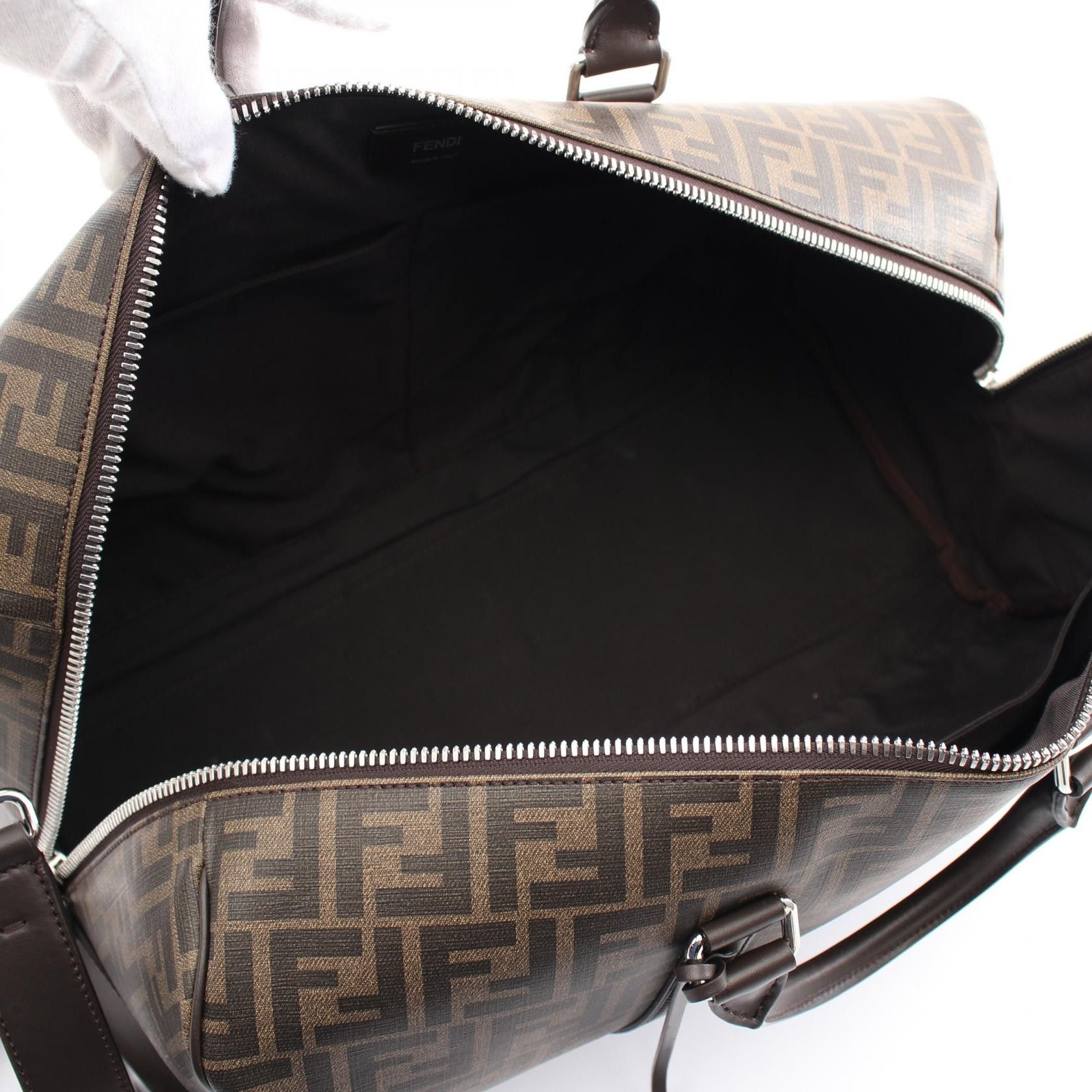 Fendi Fendi Zucca Boston Bag Coated Canvas Leather Brown Black Size ONE SIZE - 3 Thumbnail