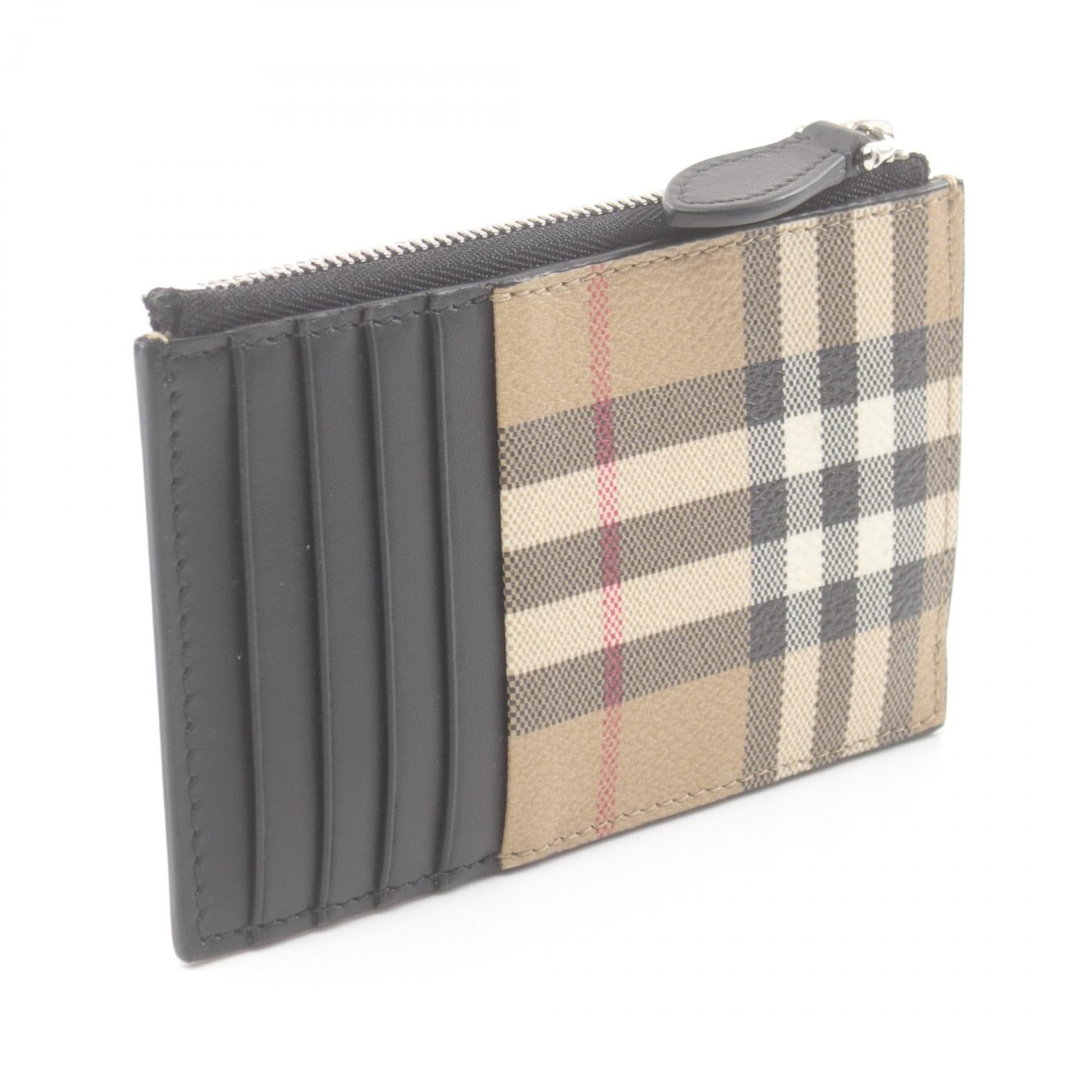 Burberry Burberry Check Coin Purse Coated Canvas Leather Beige Black Multicolor Size ONE SIZE - 2 Thumbnail