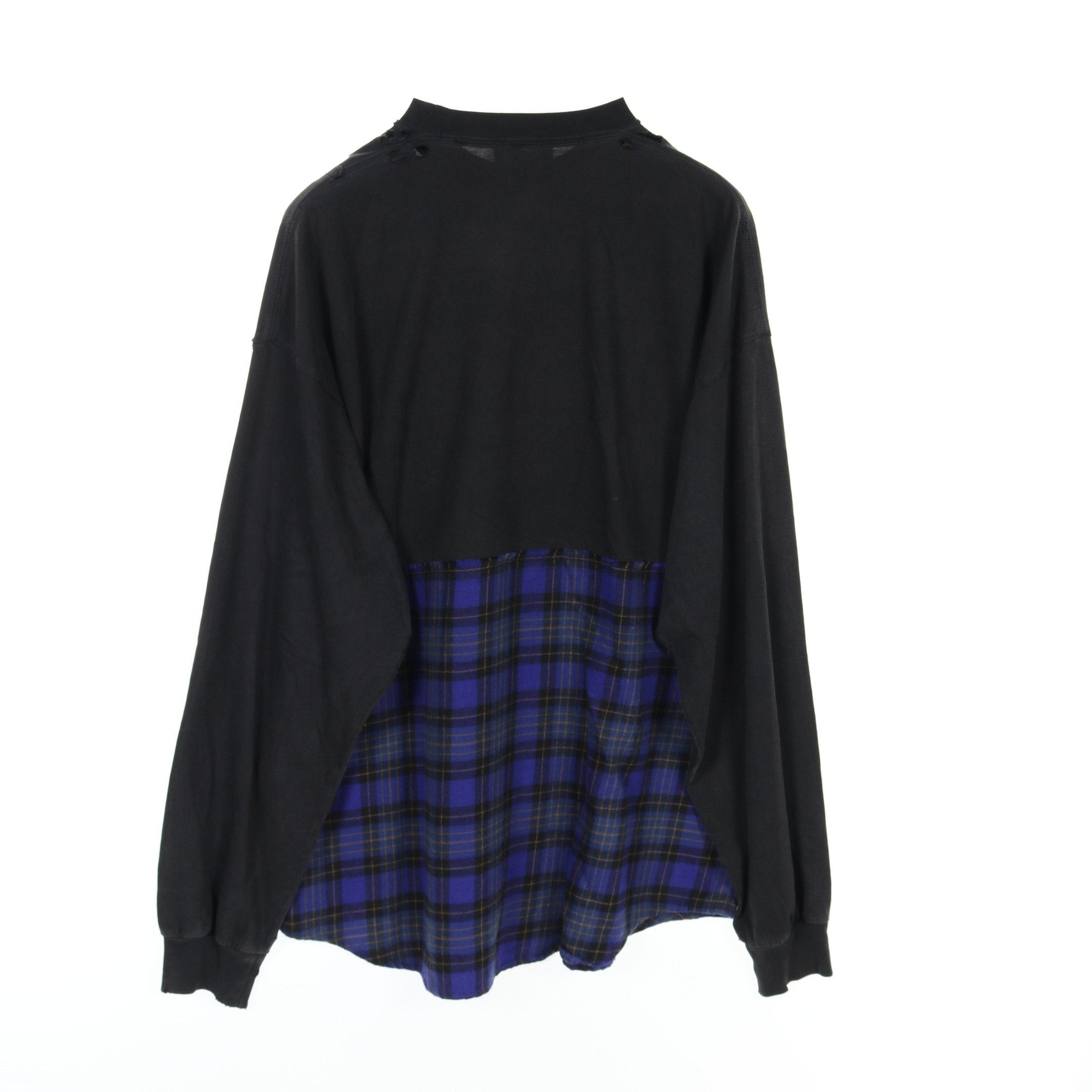 Balenciaga Balenciaga Authentic Patched T-Shirt Long Sleeve Cotton Black Blue Shirt Docking Damage Processing Size ONE SIZE - 2 Thumbnail