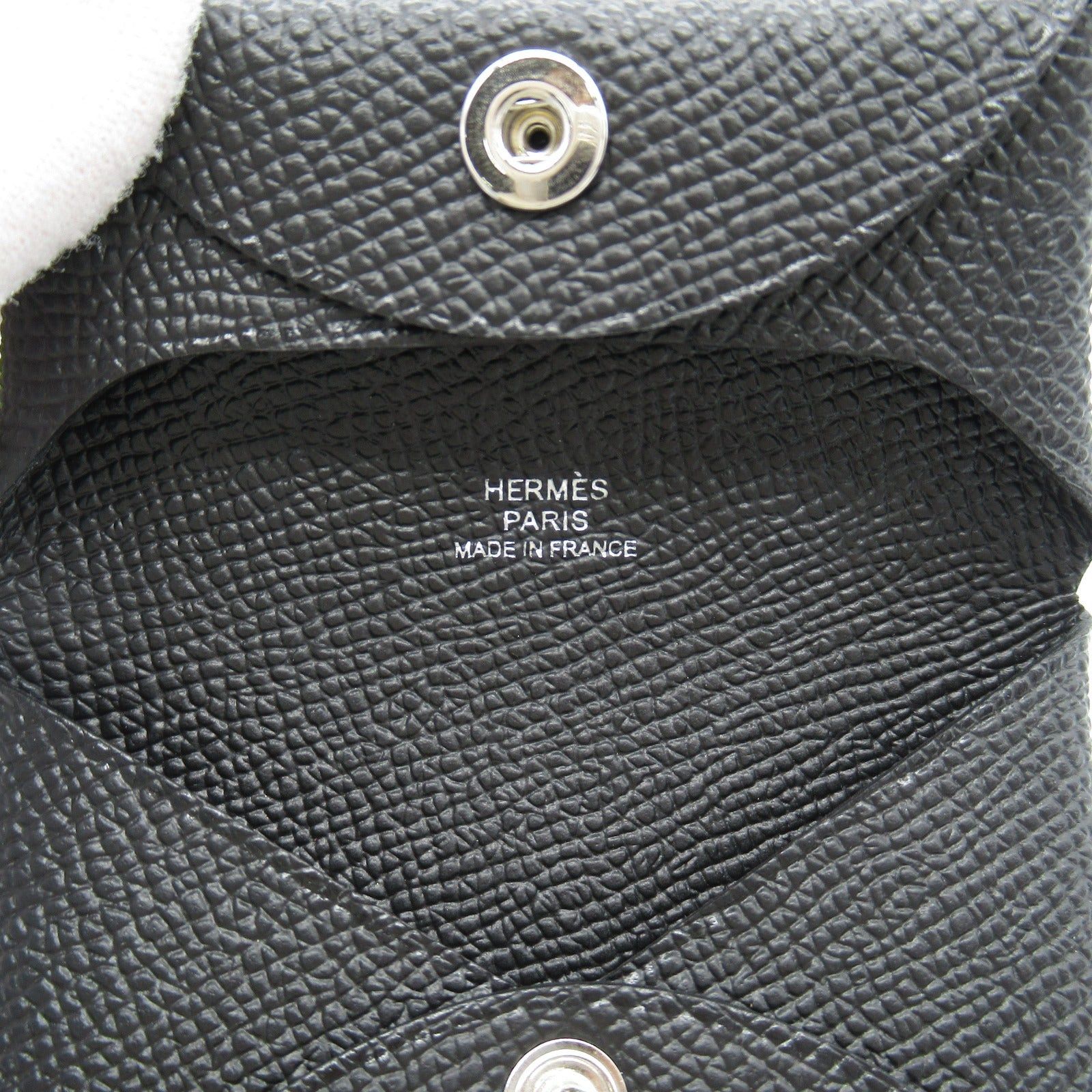 Hermes Hermes Bastia Black Coin Purse Leather Veau Epsom (Hermes) Silver Hardware Double Engraved Size ONE SIZE - 4 Thumbnail