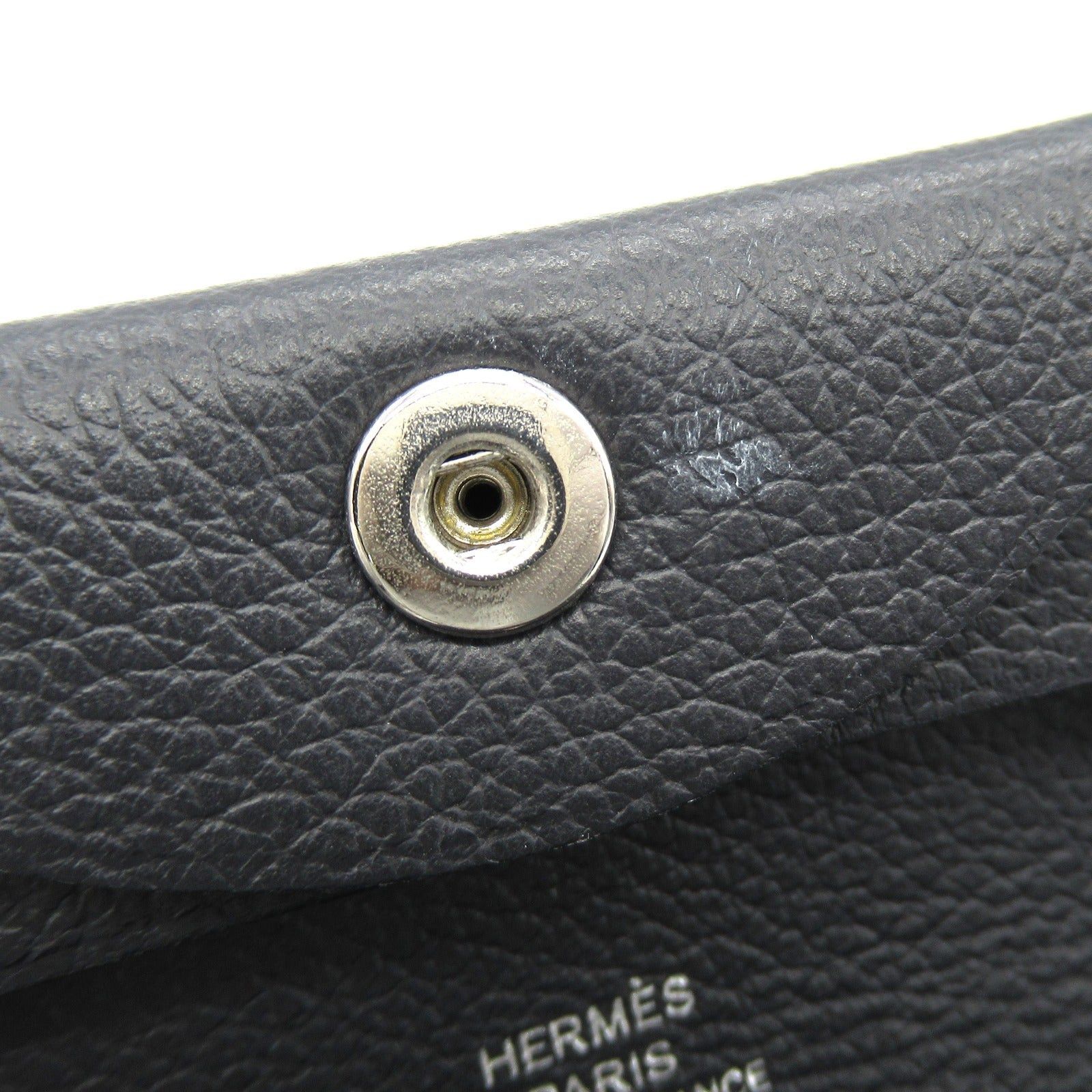 Hermes Hermes Bastia Bleu Nui Coin Purse Leather Vau Évêque Black Silver Hardware Double Engraved Size ONE SIZE - 8 Thumbnail