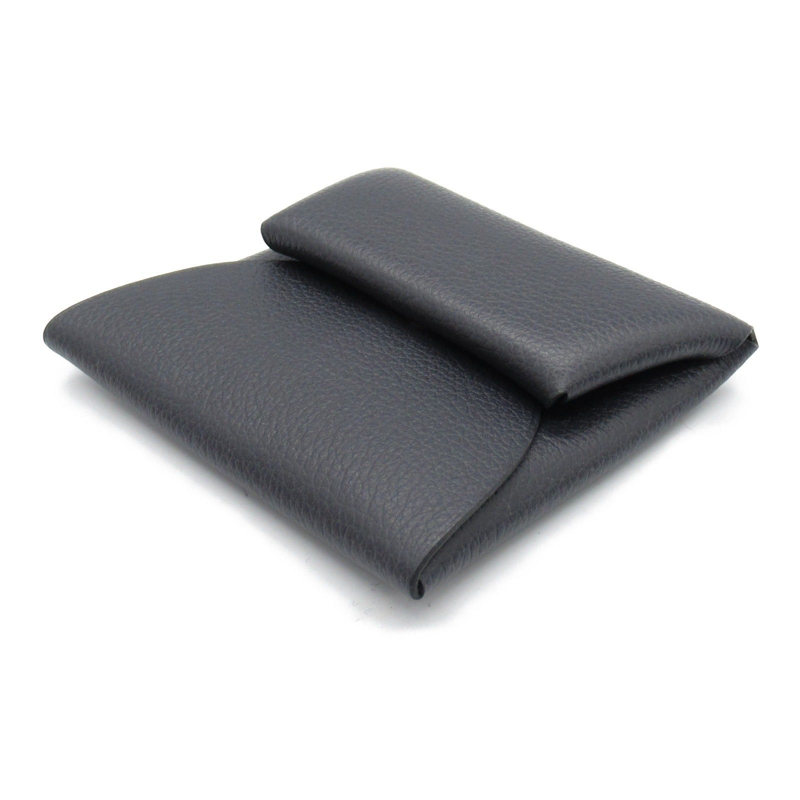 Hermes Hermes Bastia Bleu Nui Coin Purse Leather Vau Évêque Black Silver Hardware Double Engraved Size ONE SIZE - 3 Thumbnail