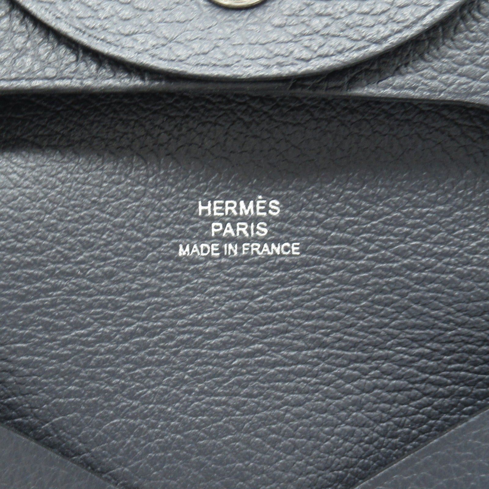 Hermes Hermes Bastia Bleu Nui Coin Purse Leather Vau Évêque Black Silver Hardware Double Engraved Size ONE SIZE - 6 Thumbnail