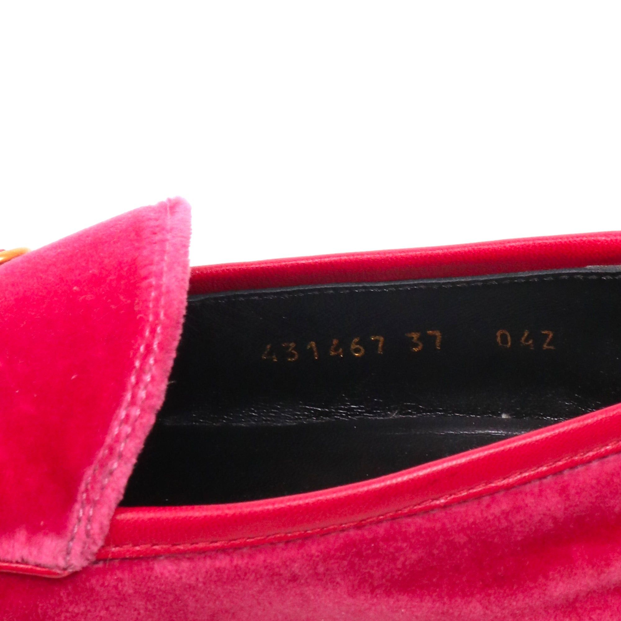 Gucci GUCCI - Jordaan Gucci loafers in fuchsia velvet (T37) Size US 6 / IT 36 - 5 Thumbnail