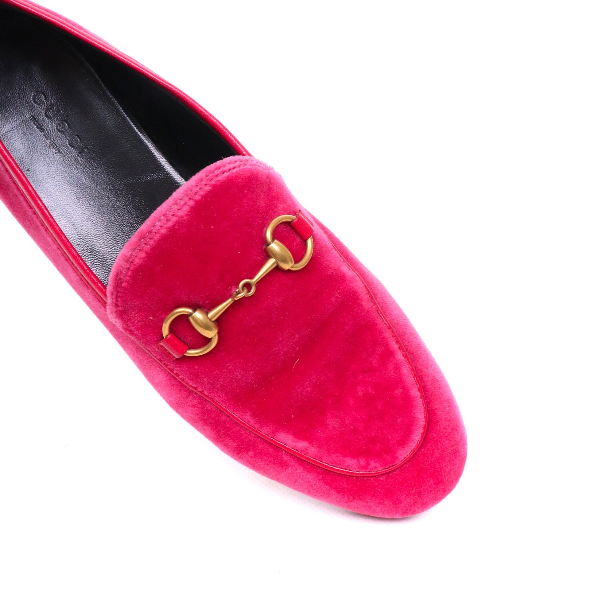 Gucci GUCCI - Jordaan Gucci loafers in fuchsia velvet (T37) Size US 6 / IT 36 - 3 Thumbnail