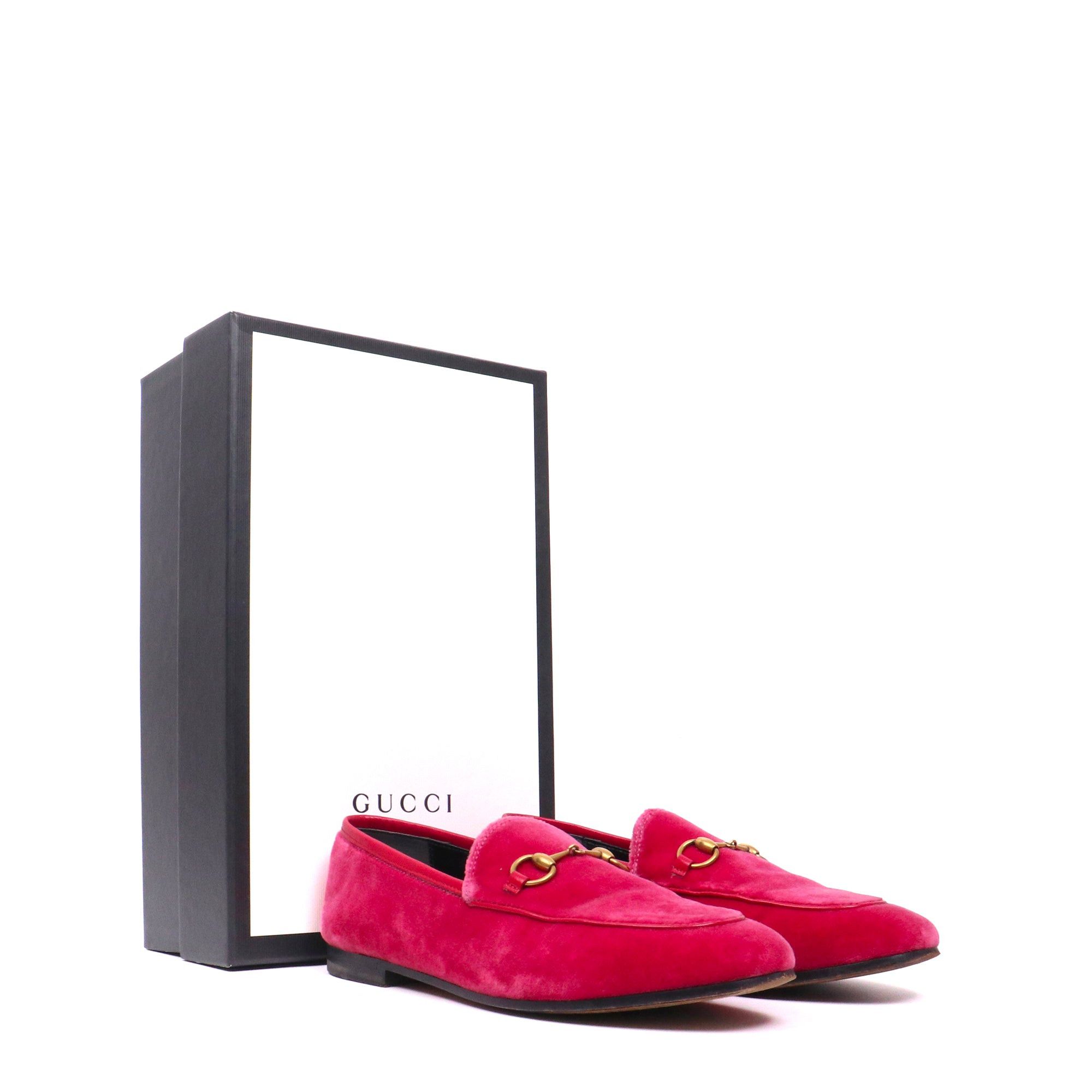 Gucci GUCCI - Jordaan Gucci loafers in fuchsia velvet (T37) Size US 6 / IT 36 - 7 Thumbnail