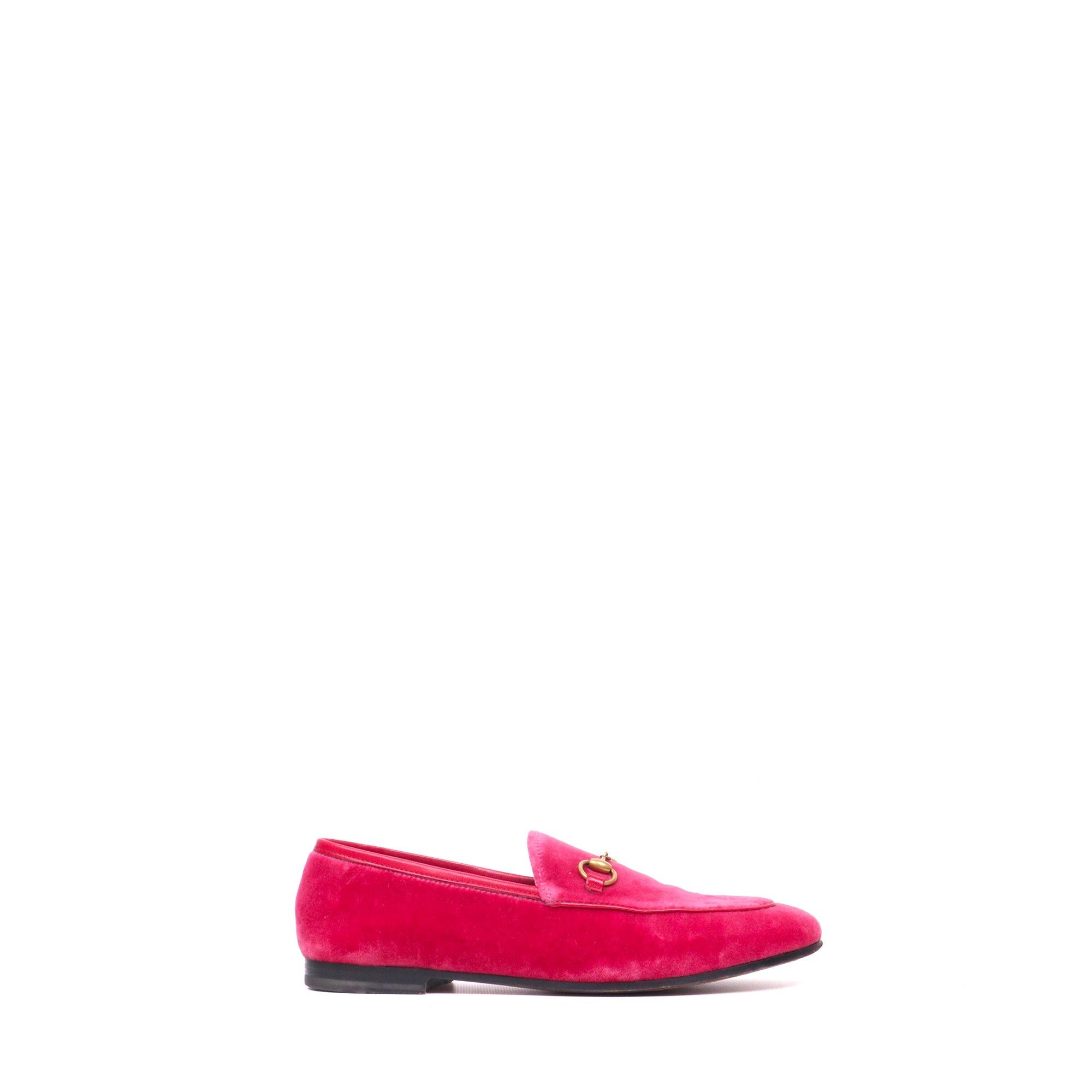 Gucci GUCCI - Jordaan Gucci loafers in fuchsia velvet (T37) Size US 6 / IT 36 - 2 Thumbnail