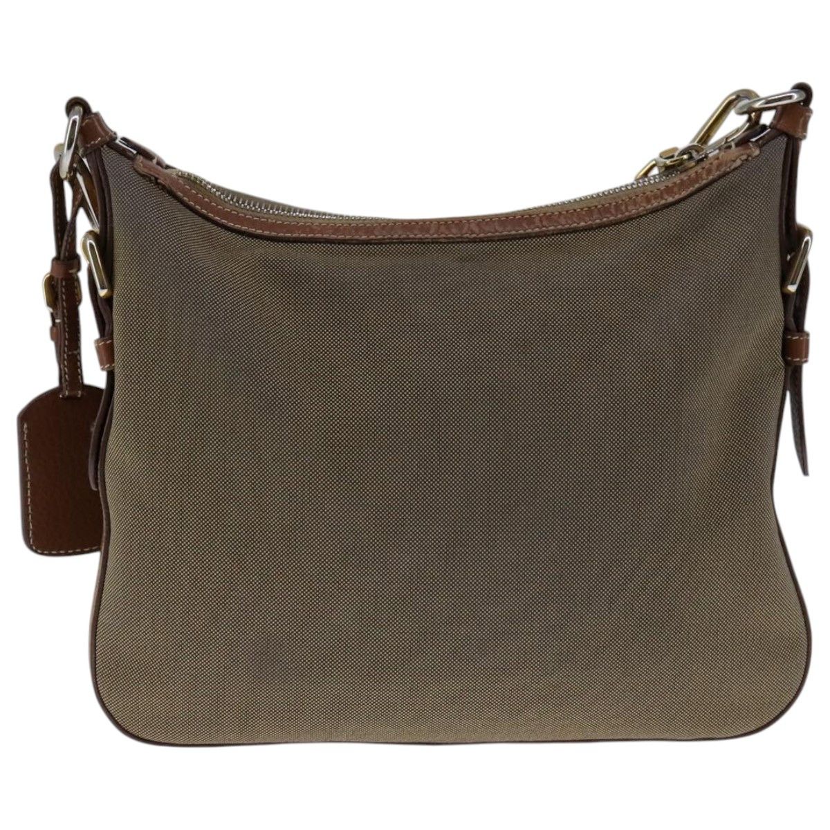Prada Logo Jacquard Beige Canvas Shoulder Bag (Pre-Owned) Size ONE SIZE - 2 Thumbnail