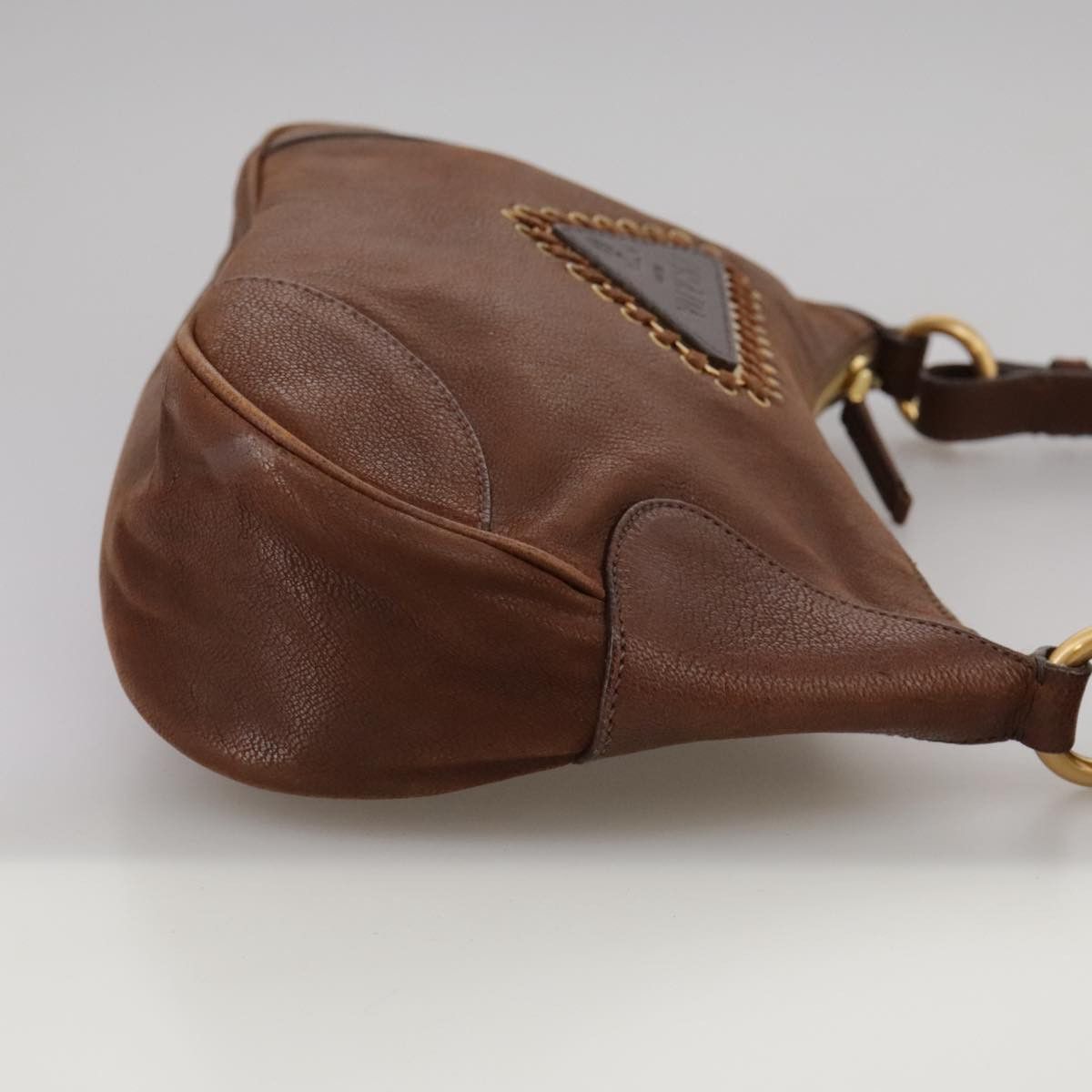 Prada Brown Leather Shoulder Bag (Pre-Owned) Size ONE SIZE - 4 Thumbnail