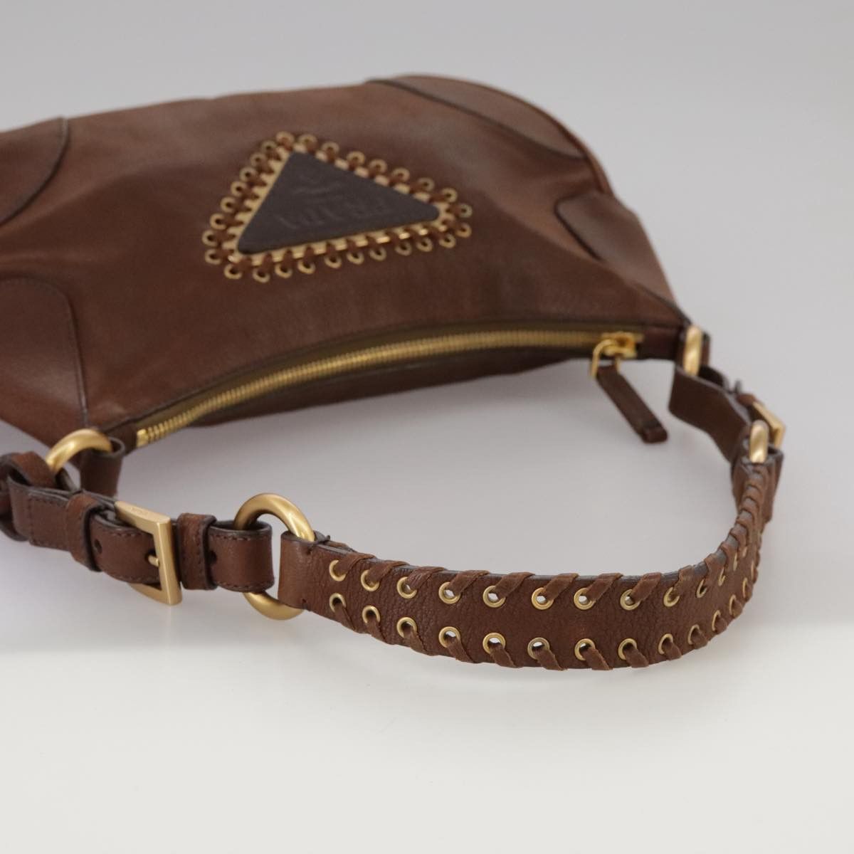 Prada Brown Leather Shoulder Bag (Pre-Owned) Size ONE SIZE - 5 Thumbnail