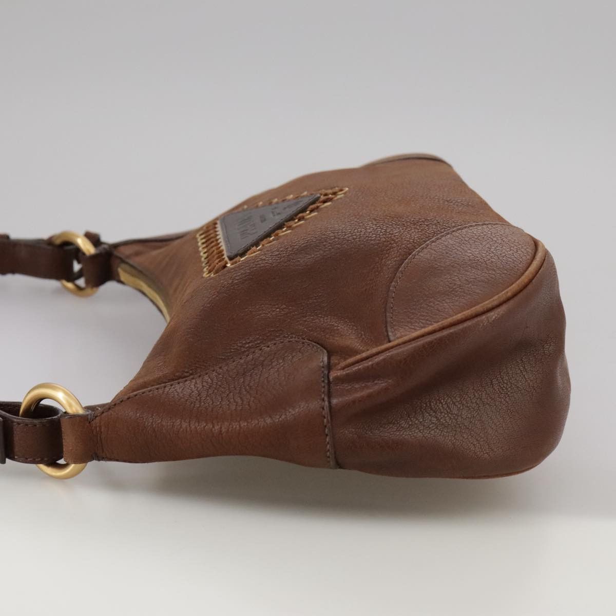 Prada Brown Leather Shoulder Bag (Pre-Owned) Size ONE SIZE - 3 Thumbnail