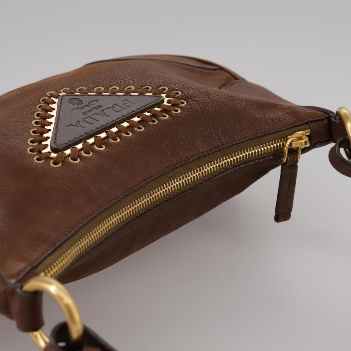 Prada Brown Leather Shoulder Bag (Pre-Owned) Size ONE SIZE - 14 Thumbnail