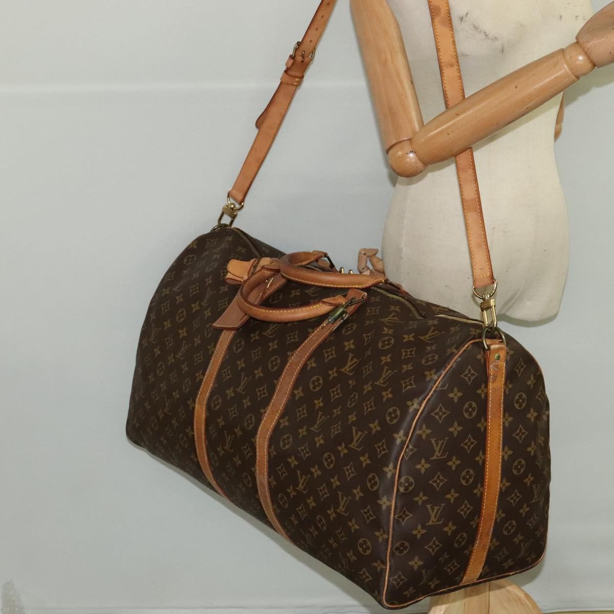 Keepall Bandoulière 60 Brown Canvas Travel Bag (Pre-Owned)