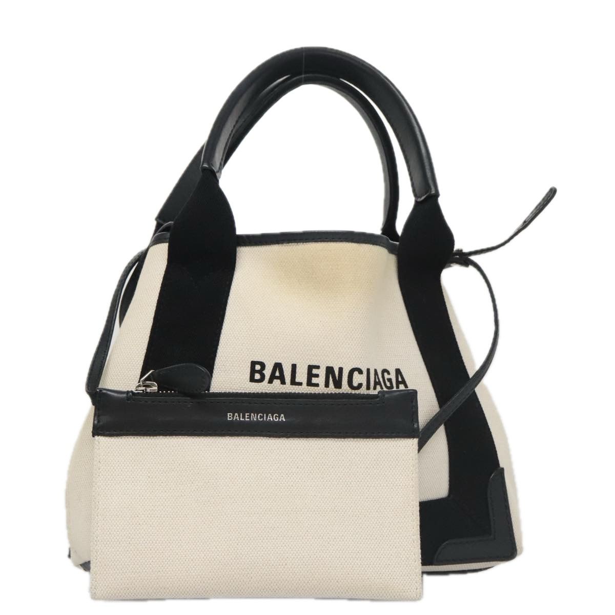 Balenciaga Navy Cabas White Canvas Tote Bag (Pre-Owned) Size ONE SIZE - 17 Thumbnail