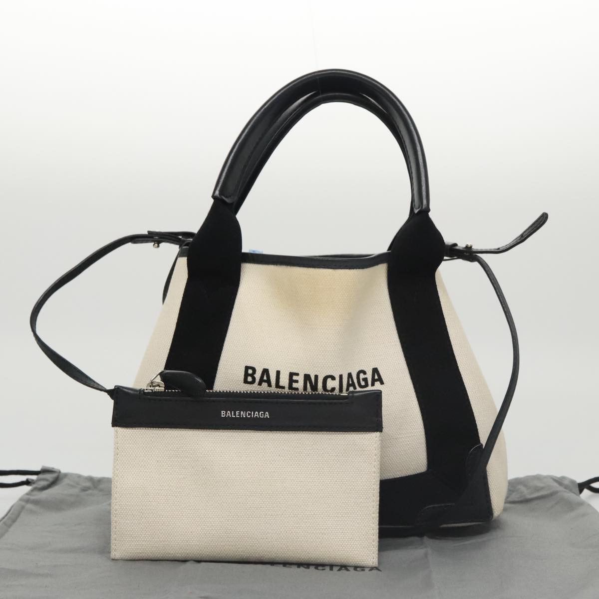Balenciaga Navy Cabas White Canvas Tote Bag (Pre-Owned) Size ONE SIZE - 16 Thumbnail