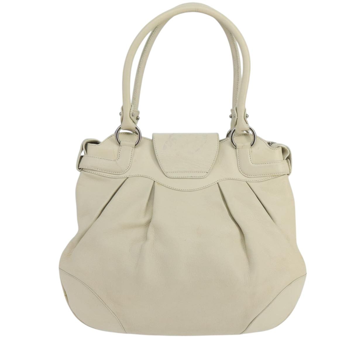 Salvatore Ferragamo Gancini White Leather Handbag (Pre-Owned) Size ONE SIZE - 2 Thumbnail