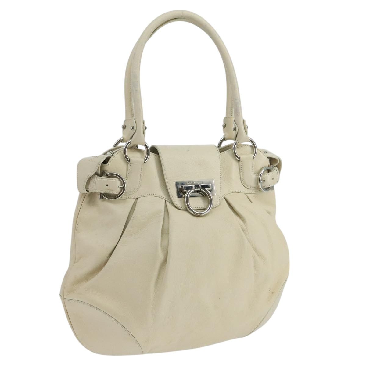 Salvatore Ferragamo Gancini White Leather Handbag (Pre-Owned) Size ONE SIZE - 20 Thumbnail
